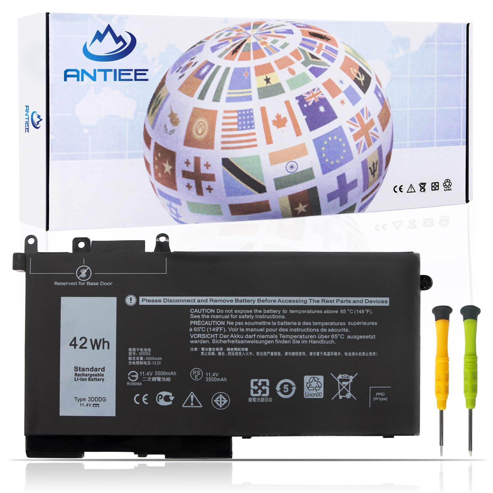 42Wh 3DDDG Laptop Battery for Dell Latitude 5280 5288 5290 5480 5488 5490 5491 5495 5580 5590 E5280 E5480 E5580 E5490 E5590 Precision 3520 3530 Series 3VC9Y 049XH 45N3J 080JT9 RRJDX 11.4V 3Cell