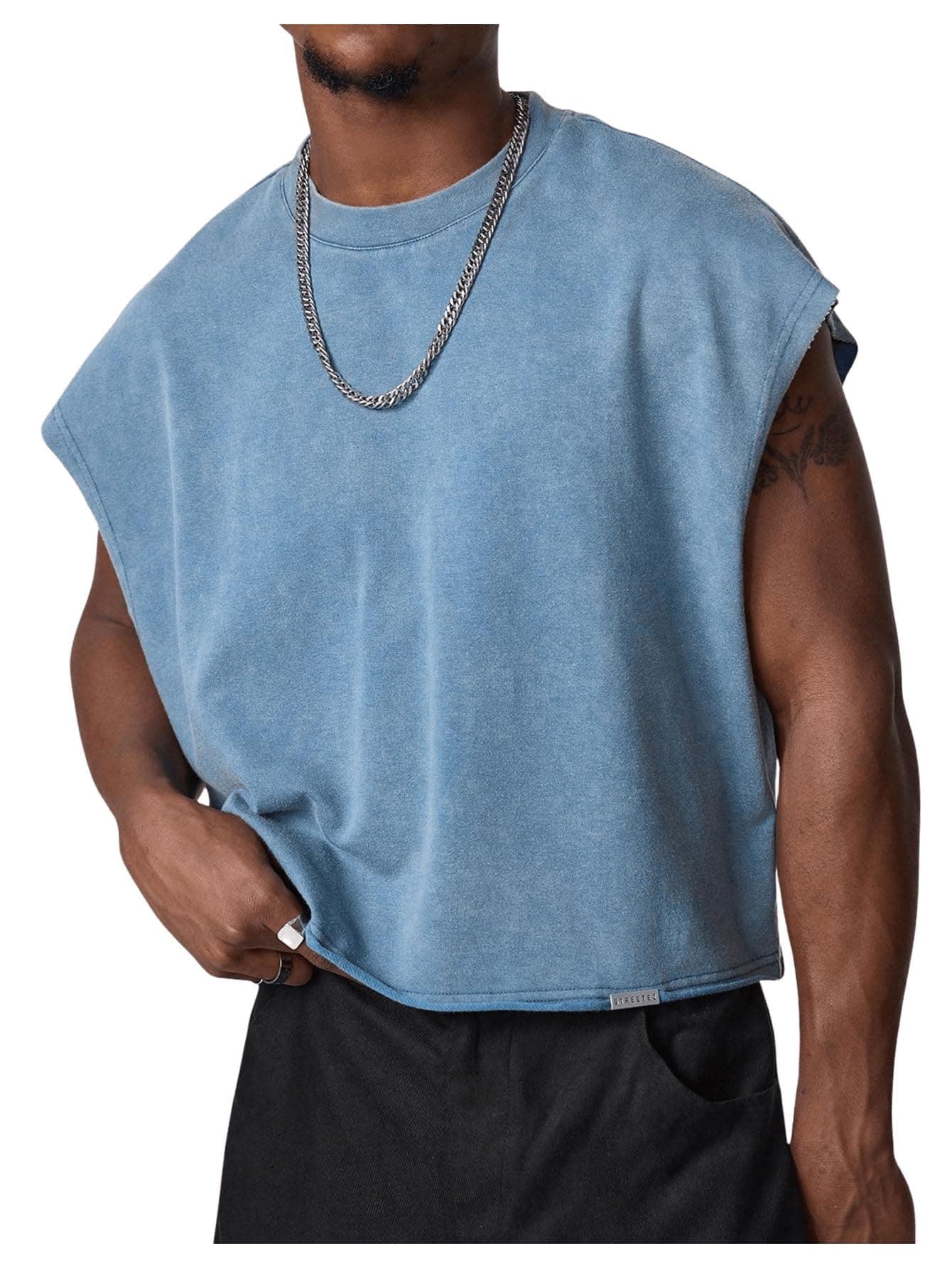 Men's Dolman Sleeve Crop Vest Top T Shirts Crewneck Loose Pullover Tank Tops