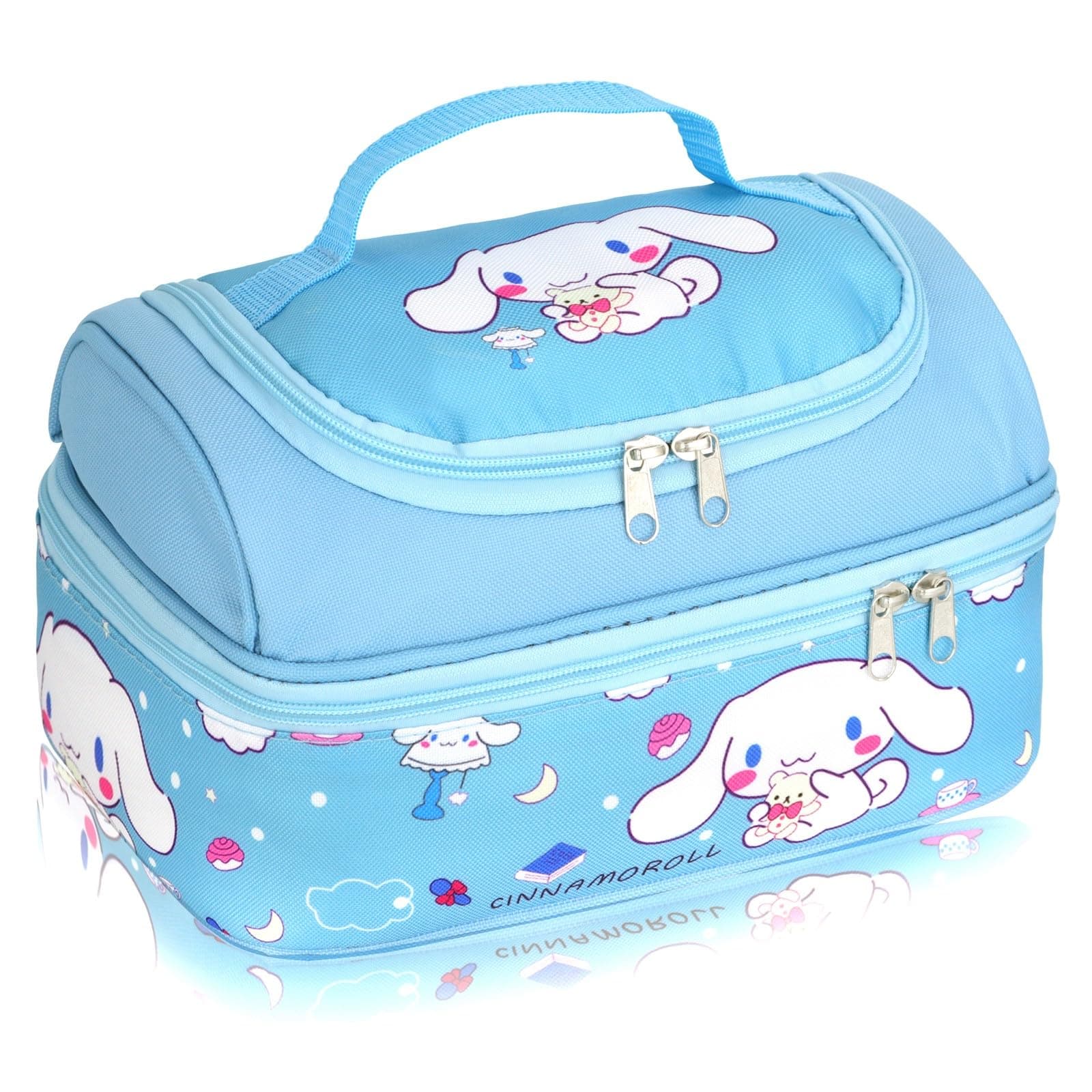 Anime Cinnamoroll Lunch Bag for Man Woman Leakproof Lunch Box Large Compartment Lunch Container Tote for Work Travel Blue