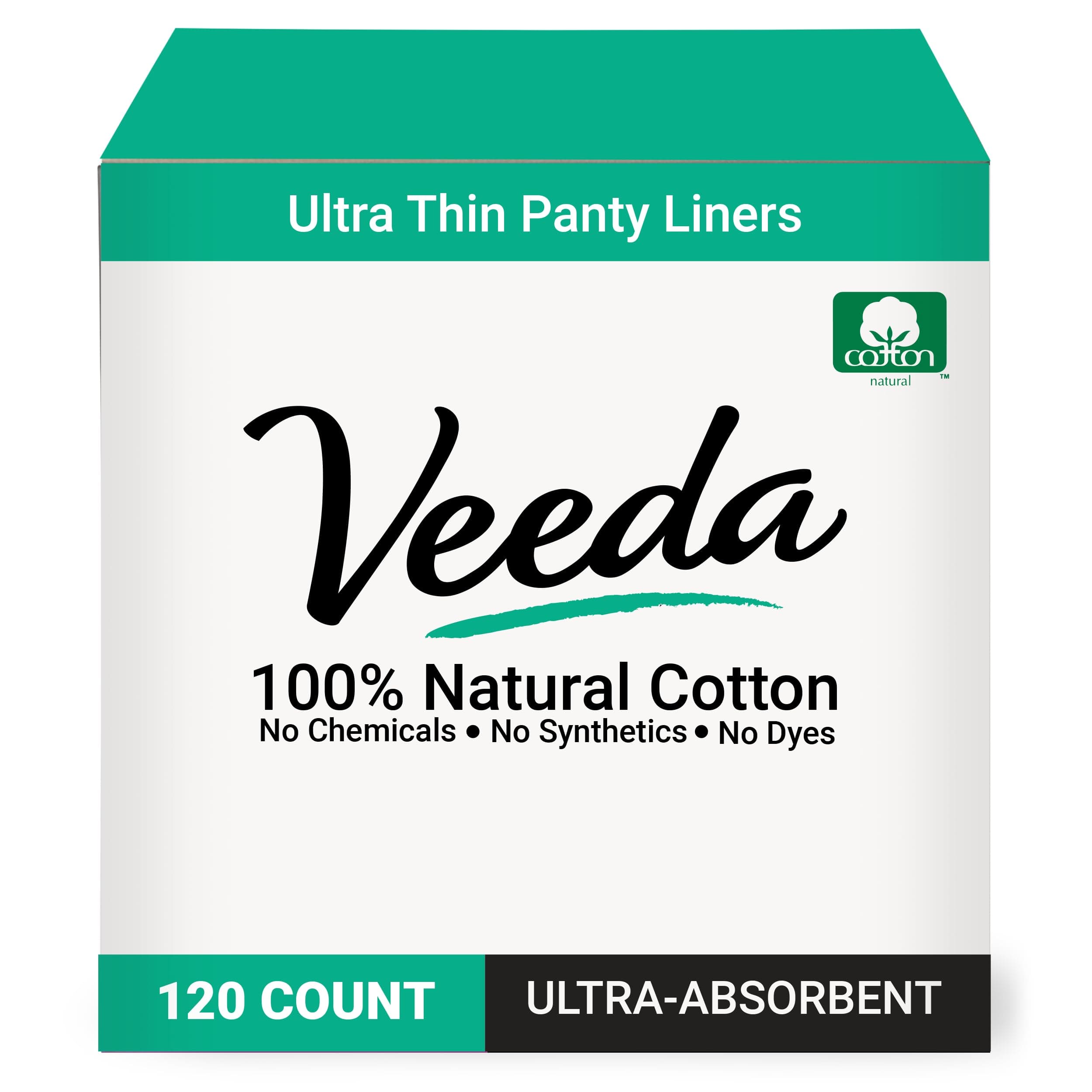 Natural Cotton Ultra Thin Panty Liners for Women - Breathable Thin Daily Liners are Always Chlorine and Toxin Free - Hypoallergenic & Comfortable Pantyliners - 120 Count
