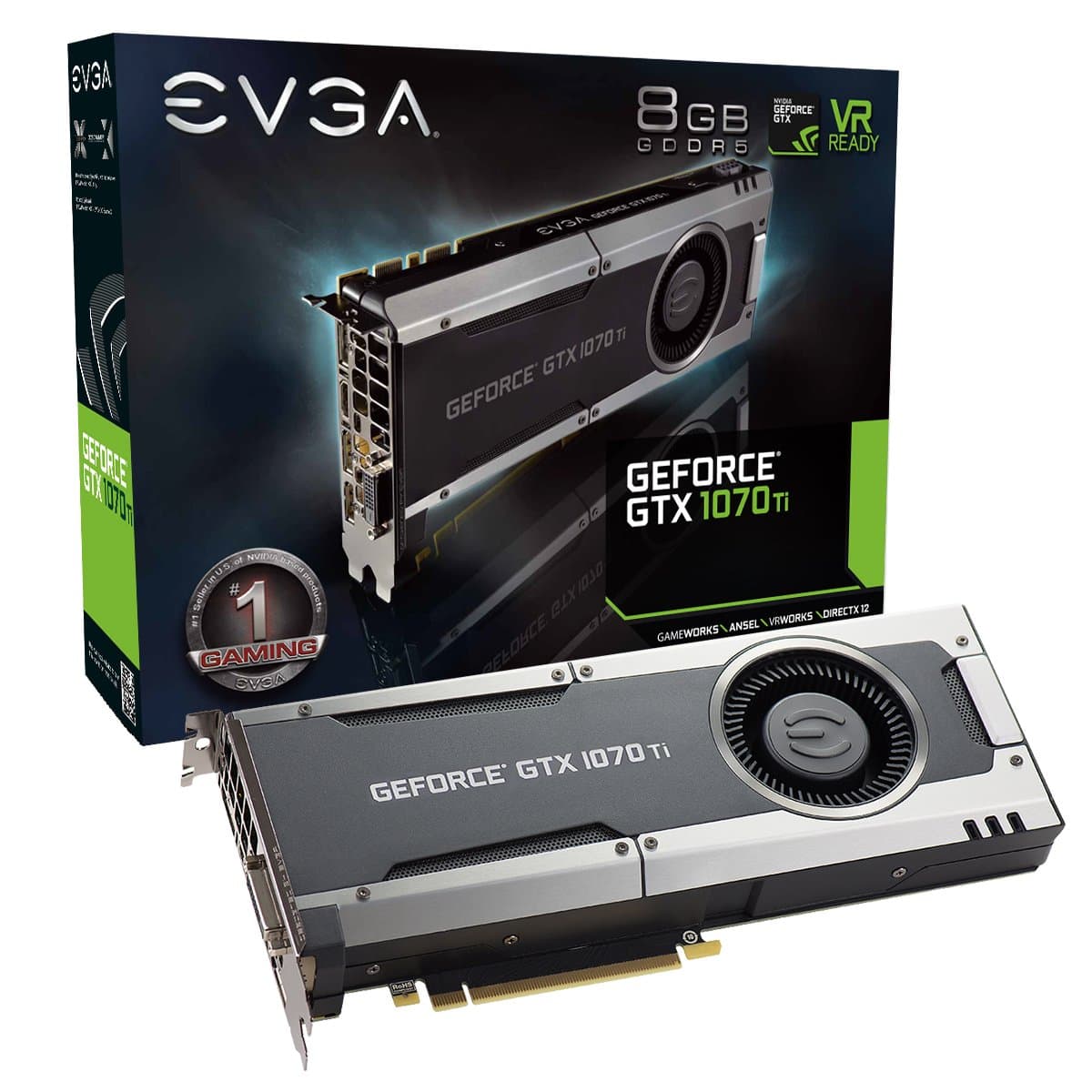 EVGA GeForce GTX 1070 Ti GAMING, 8GB GDDR5, EVGA OCX Scanner OC, White LED, DX12OSD Support (PXOC) Graphics Card 08G-P4-5670-KR