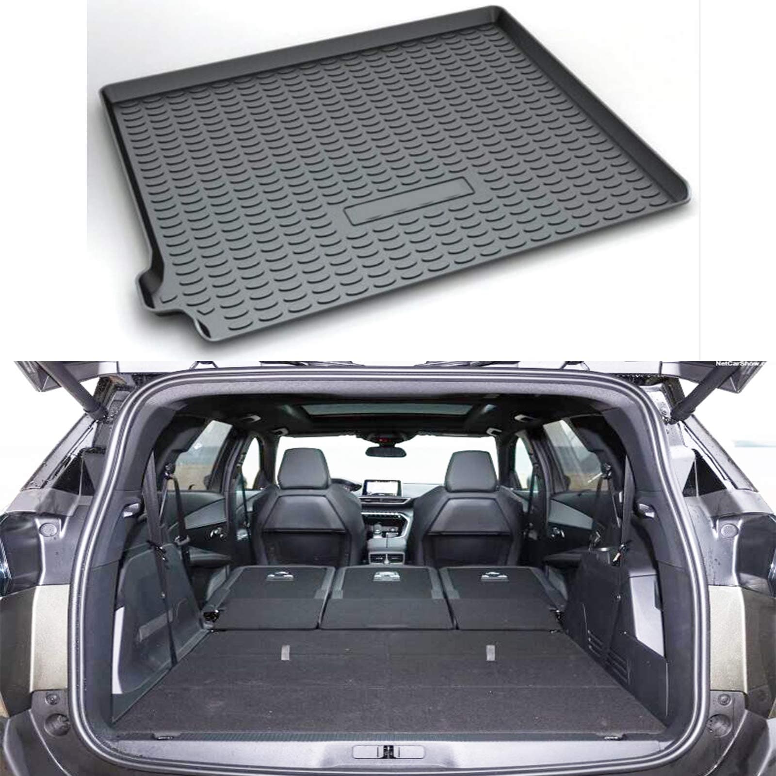 Momoap / Car Black Rubber Mat Car Pad Liner Cargo Mat Tray Trunk Floor Protect Mat for Peugeot 5008 2017-2022