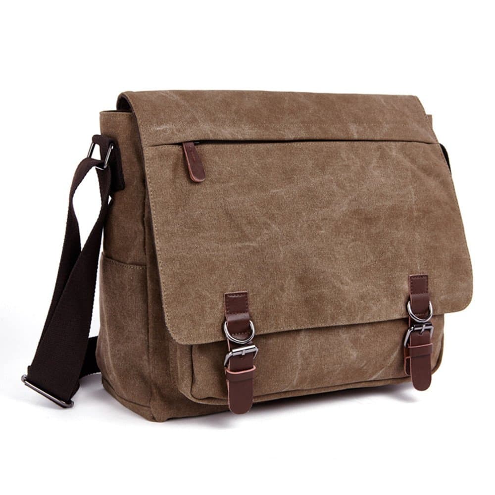 LOSMILE Umhängetasche Herren Schultertasche 16 Zoll Kuriertasche Canvas Laptop Tasche Messenger Bag für Arbeit und Schule.