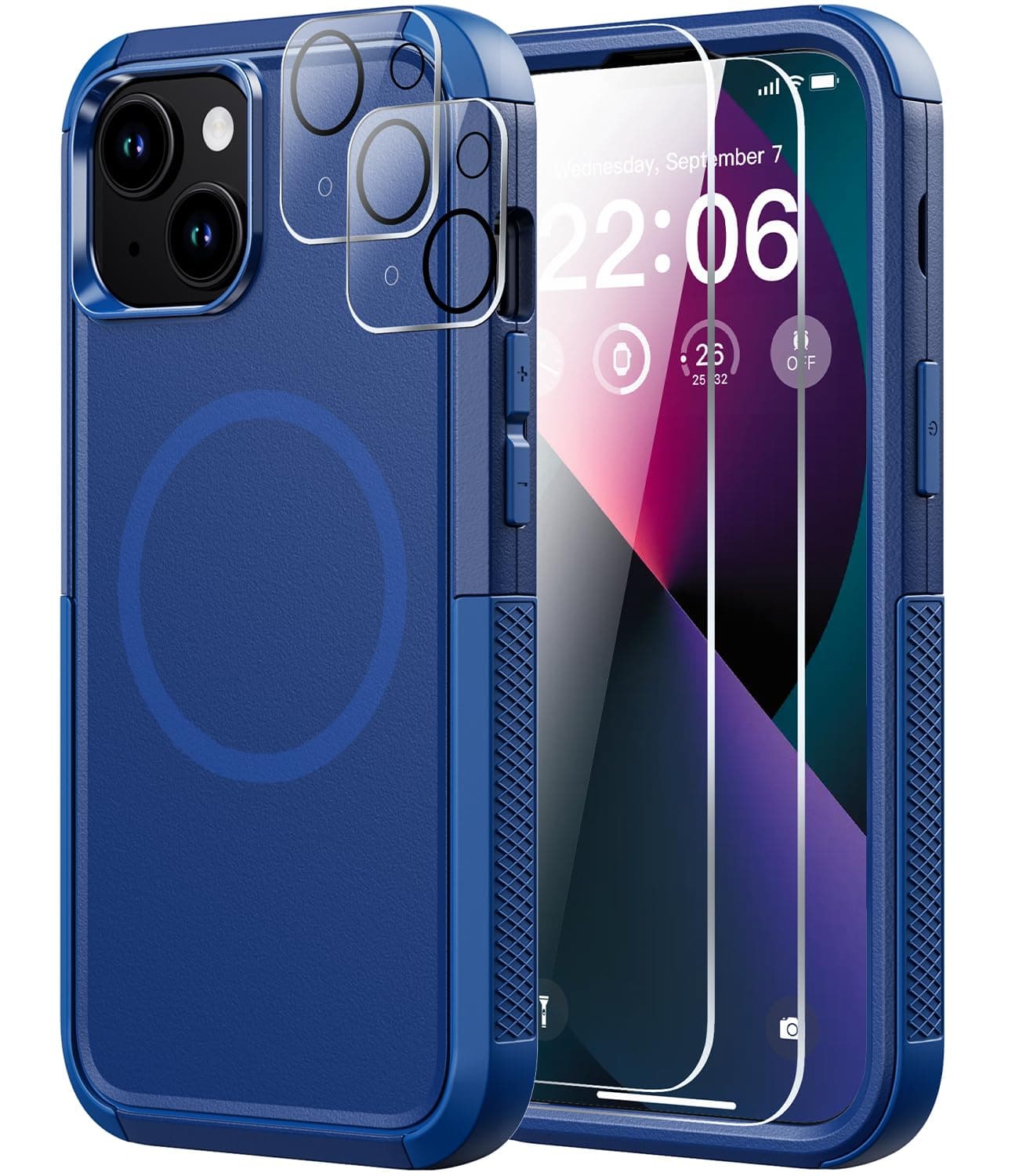 Diverbox for iPhone 13 Case [Compatible with MagSafe] [with Screen Protector ] [Shockproof] [Dropproof] Heavy Duty Protection Phone Case for Apple i Phone 13 (Blue)