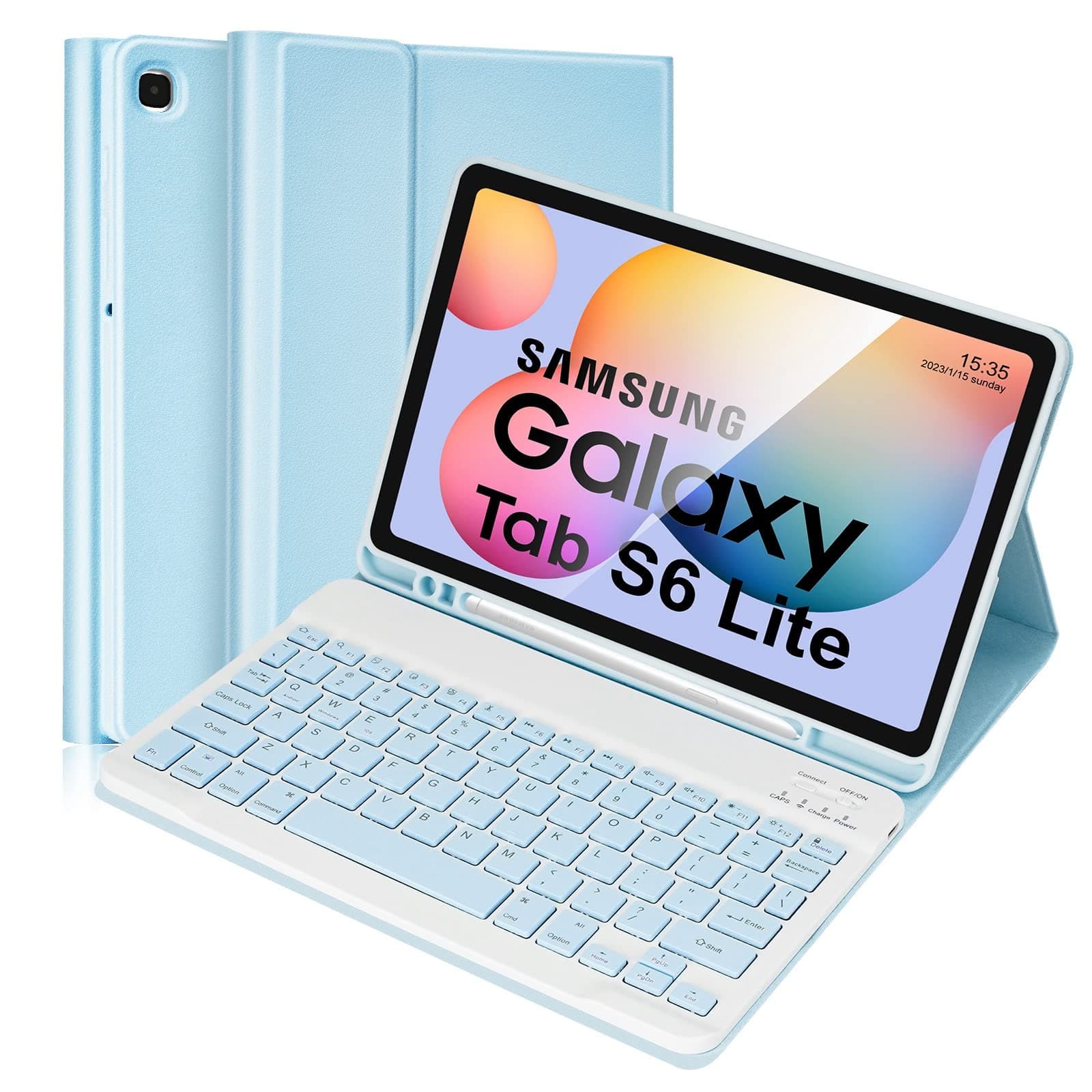 Lively Life Samsung Galaxy S6 Lite Tablet Case with Keyboard, Built-in S Pen Holder, Cover with Detachable Keyboard for Samsung Galaxy Tab S6 Lite 10.4 2020 (SM-P610/P615), 2022 (SM-P613/P619), Blue
