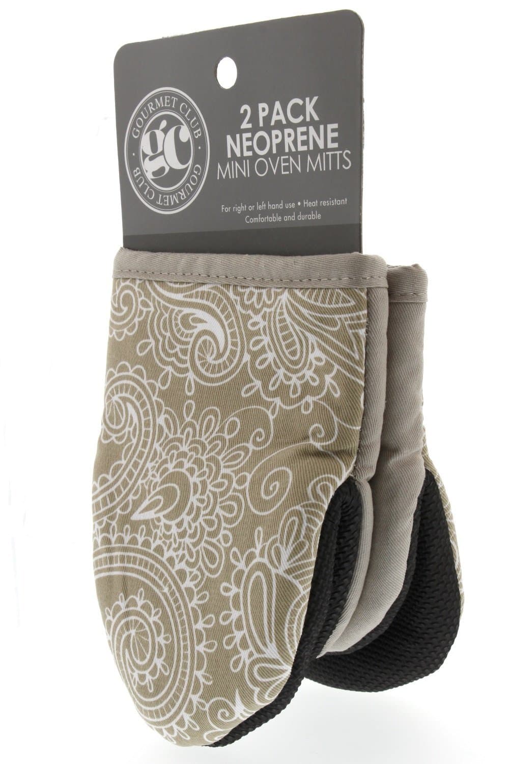 Mini Oven Mitt Set, Pack of 2 – Oven Mitts to Protect Hands and Surfaces - Kitchen Essentials Ideal for Cooking, Baking - Heat Resistant to 500F - Cotton w/Neoprene Silicone for Easy Grip