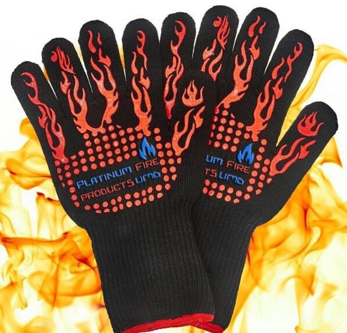 932F Oven and BBQ Mitts Cut Heat Resistant Gloves,Chef Supplies Accessories,100% Cotton Lining, Stripes for Ultimate Grip, Perfect for Kitchen, Baking, Grilling, Barbecue EN407 Certified