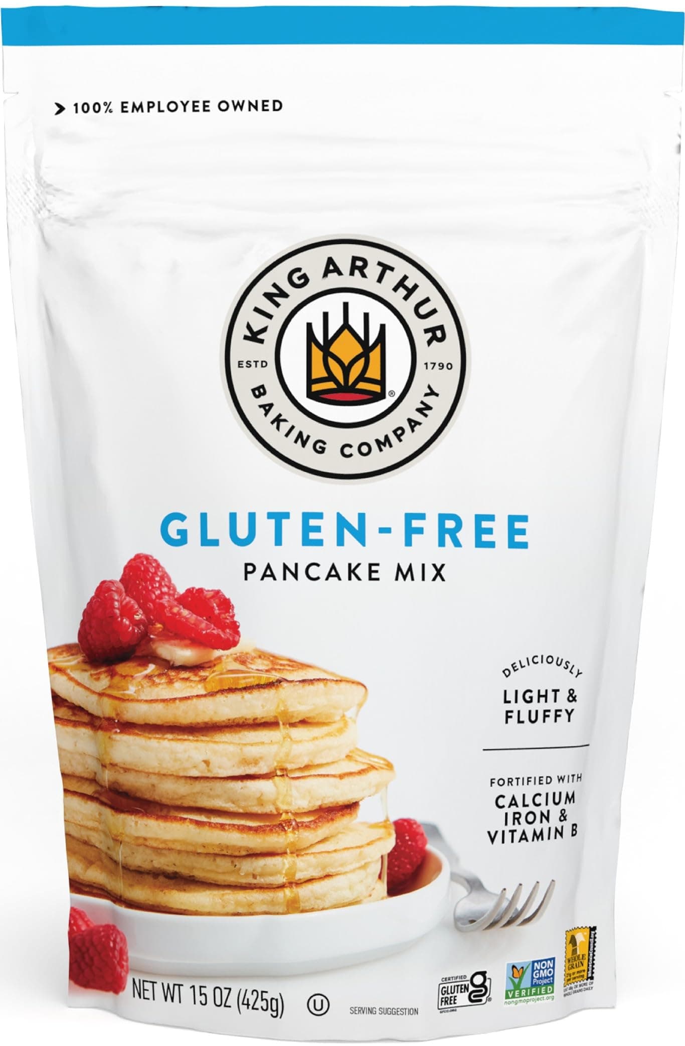 King Arthur Gluten Free Classic Pancake Mix: Fluffy, Delicious Breakfast Delight - Non-GMO, Kosher Certified, 15 oz (Pack of 6) - Makes Perfect Pancakes and Waffles with 21g Whole Grains per Serving