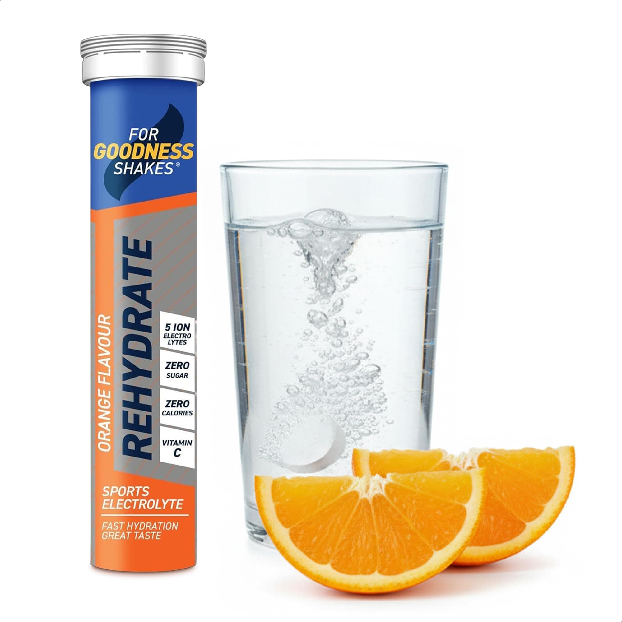 Orange Rehydration Electrolyte Tablets, Fast Hydration, Replenishment & Recovery, 5 ION Electrolyte Drink, Zero Calorie, Sugar-Free, Fat-Free, Added Vitamin C, 20 Tablets