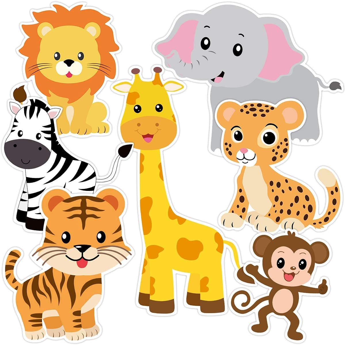 Festiko® 24Pcs Zoo Animals Cutouts Safari Jungle Theme Birthday Party Decoration Cut-Outs for Room Decoration Birthday Party