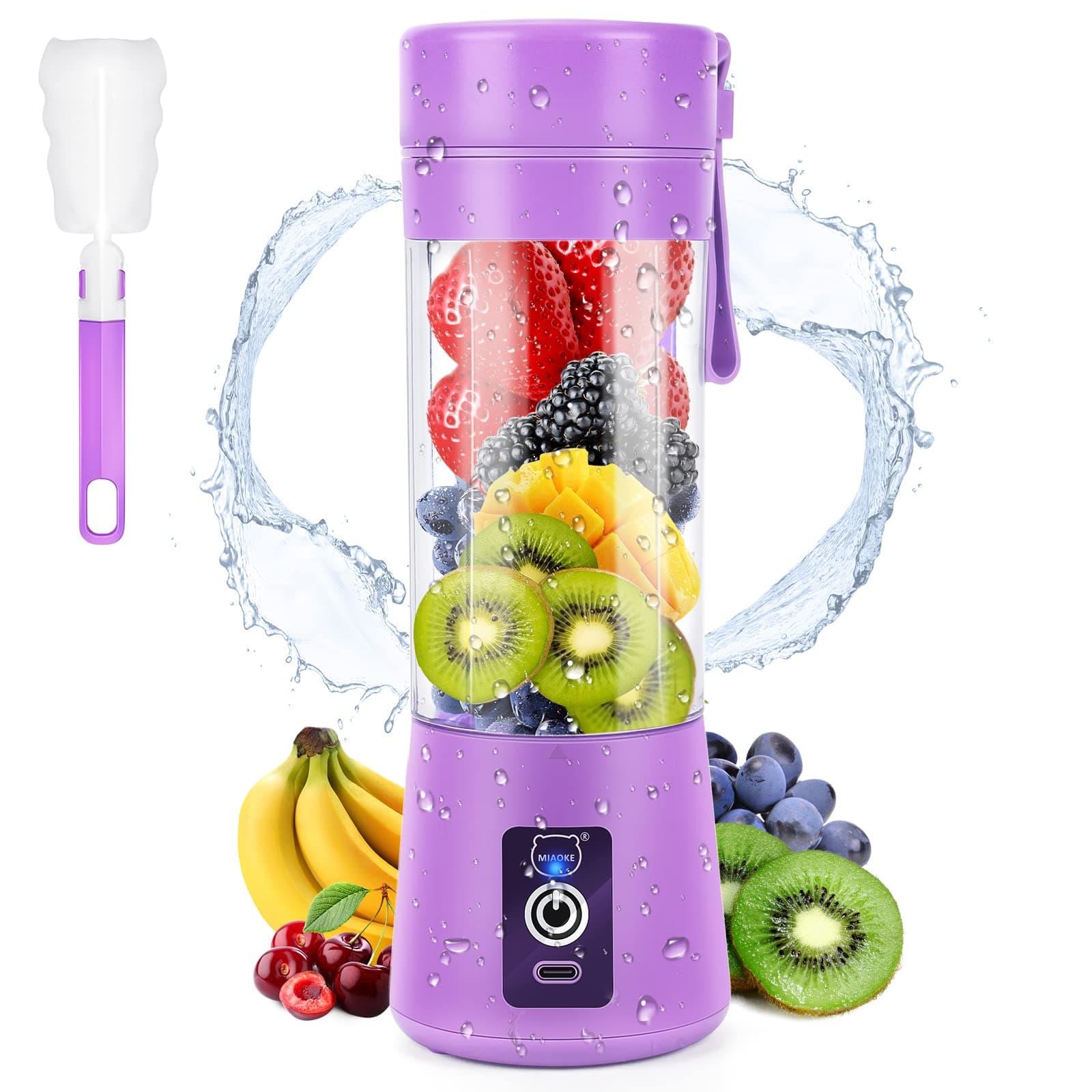 MIAOKE Portable Blender, Personal Mini Juice, USB Rchargeable Juicer Cup with Six Blades in 3D, Smoothie Blender Home/Office/Outdoors