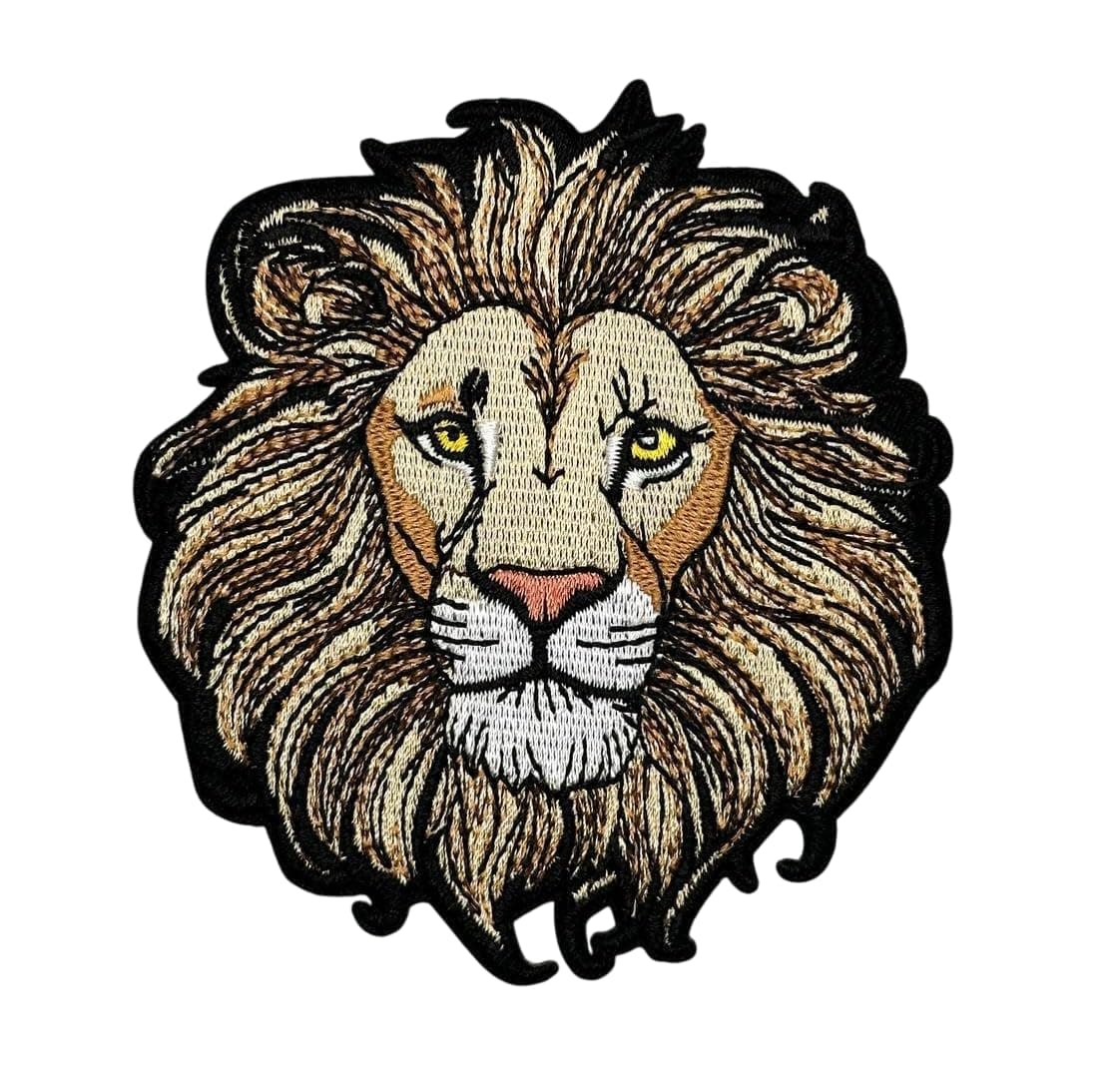 Generic 3.5"" Lion Iron On Patch - Embroidered Zoo African Jungle Animals Lion Applique Appliques Iron On Sew On Patches for Holes, Clothing, Jeans, Hat, Backpacks, Clothes - Lion Patch, 9083459034