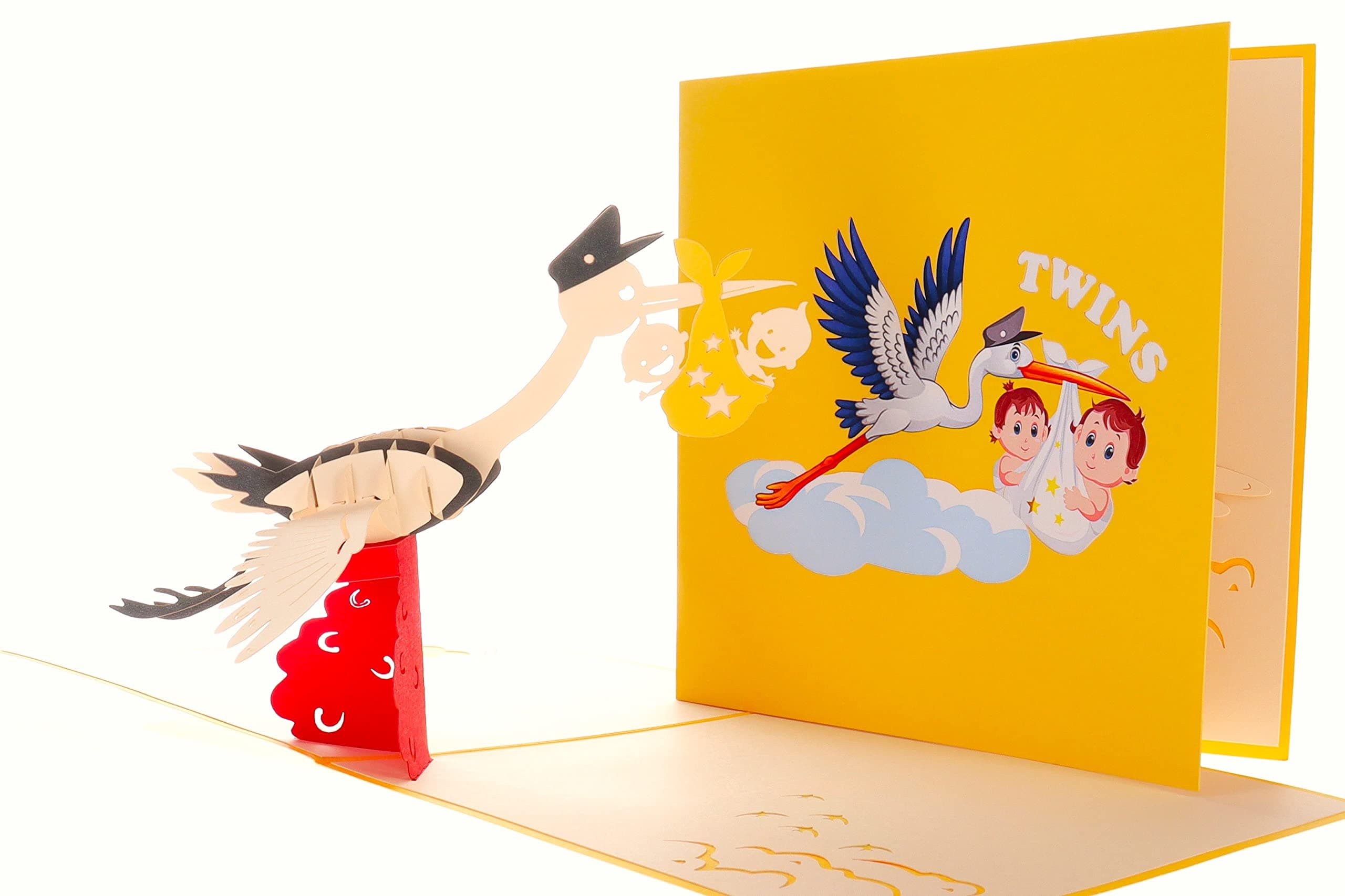 iGifts And Cards Awesome Twins Baby Shower 3D Pop Up Greeting Card – Congratulations, Fun, Wonderful, Special, Best Wishes, Newborns, Cute, Congrats, Adorable, Joy, Amazing, Precious