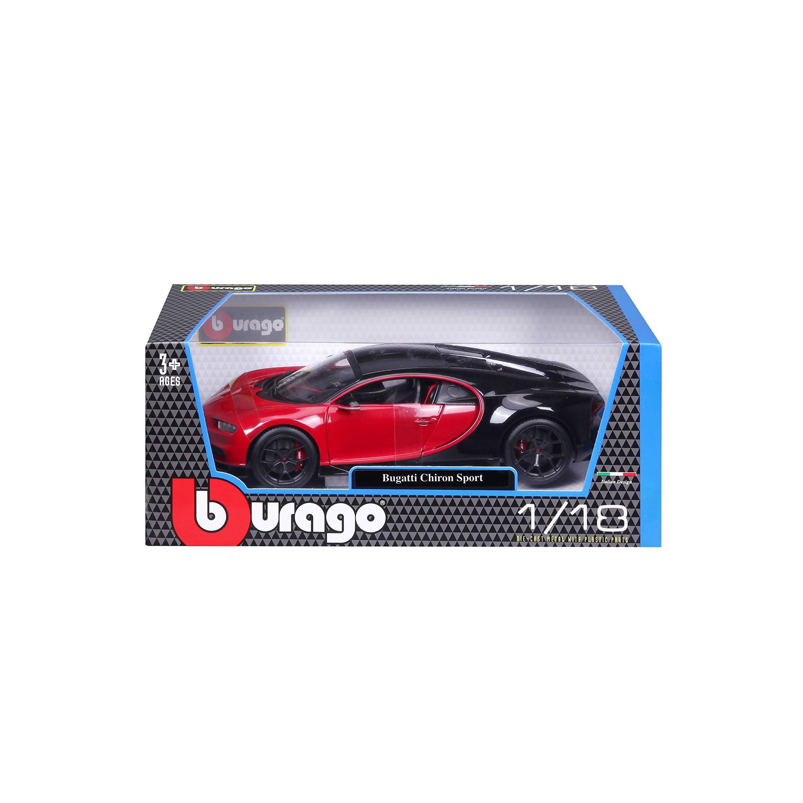 Maisto Bugatti Chiron Sport 1/18 Diecast Model Car - Black/Red (18-11044-00000022)