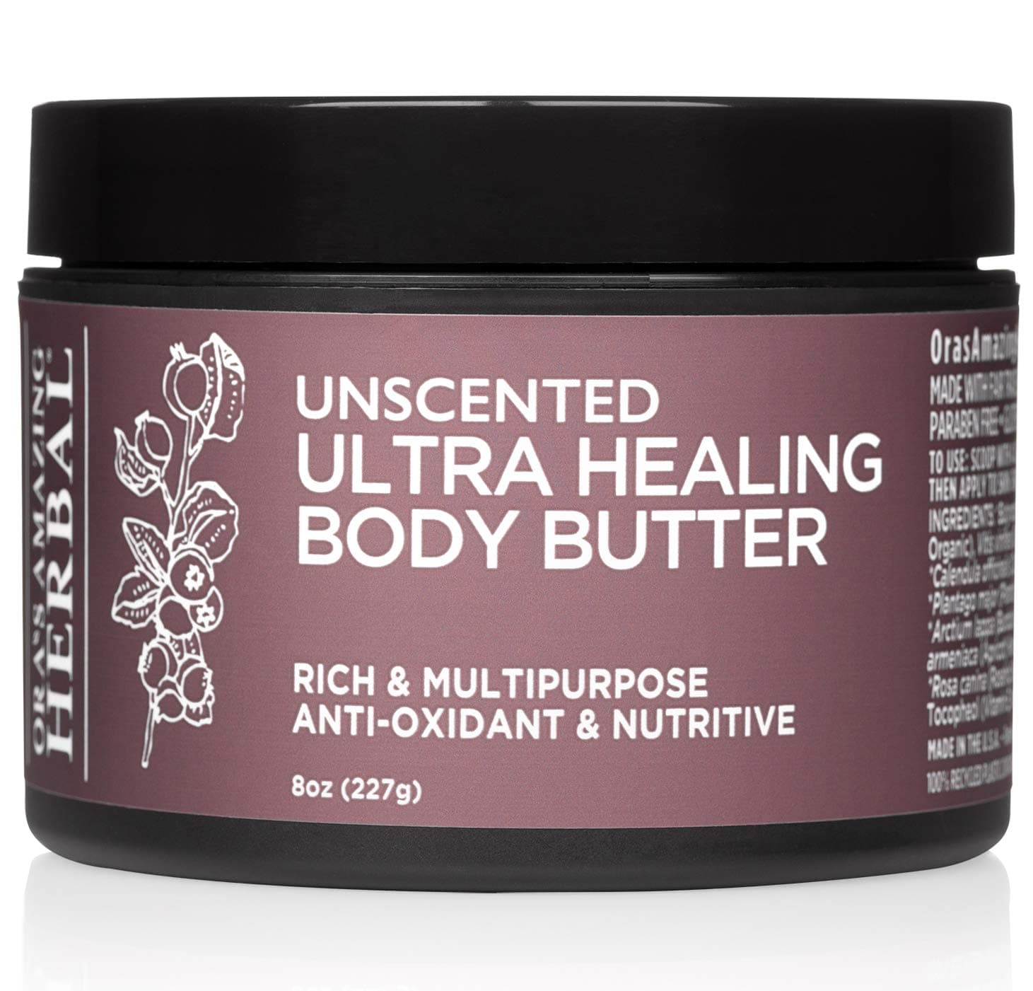 Ultra Healing Body Butter, Intensive Unscented Moisturizer For Dry Skin, Fragrance Free Skin Cream, 8 oz Large