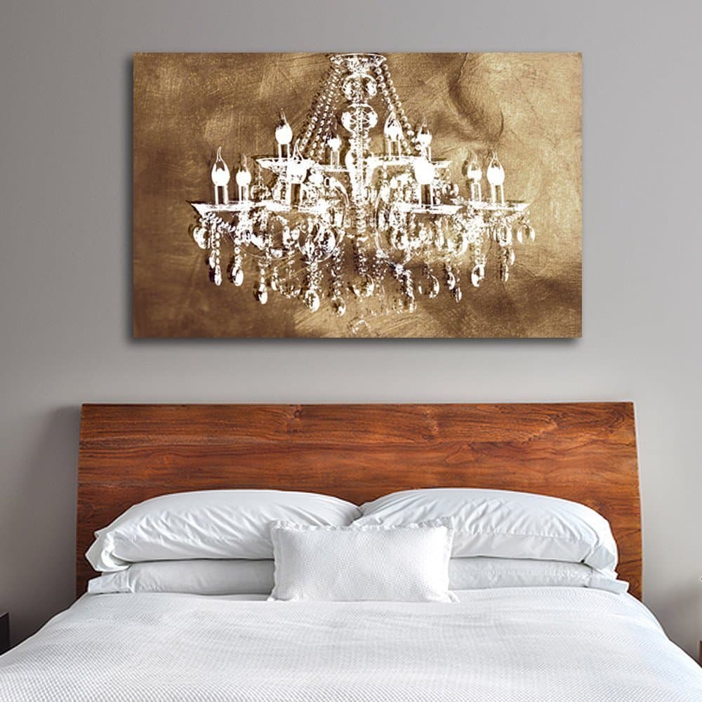 Copper Chic Chandelier Wall Decoration Art Decorpiece on 24"X36" Canvas Stretched Over 1.5" Deep Wood Bars