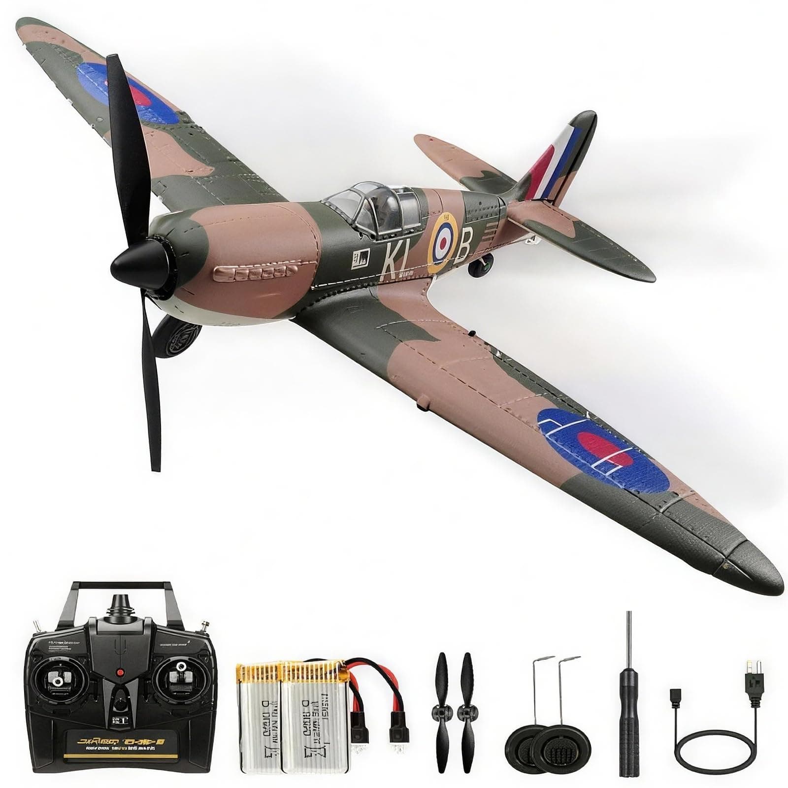 RC Plane Spitfire Fighter 2.4Ghz 4CH Remote Control Aircraft Ready to Fly for Adults Airplane Radio Controlled Plane with Xpilot Stabilization System 761-12