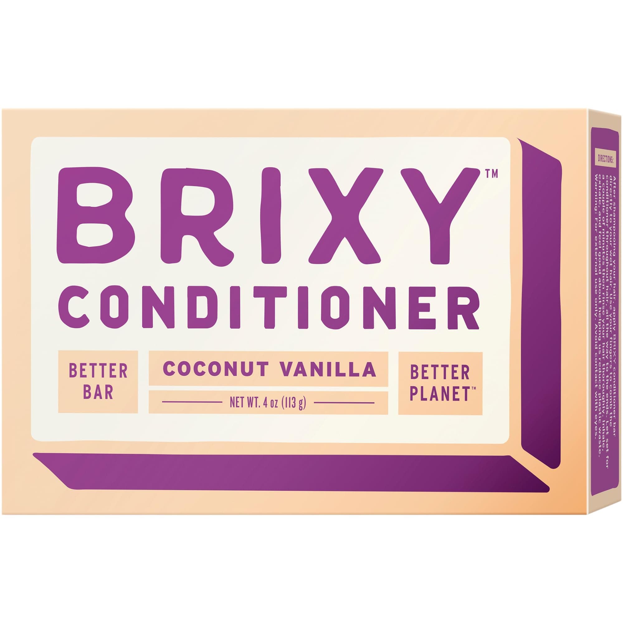 BRIXY Conditioner Bar for Hydration & Softness, All Hair Types, pH Balanced & Safe for Color Treated Hair, Sustainable, Vegan, Plastic Free (pack of 1, 4oz bar)
