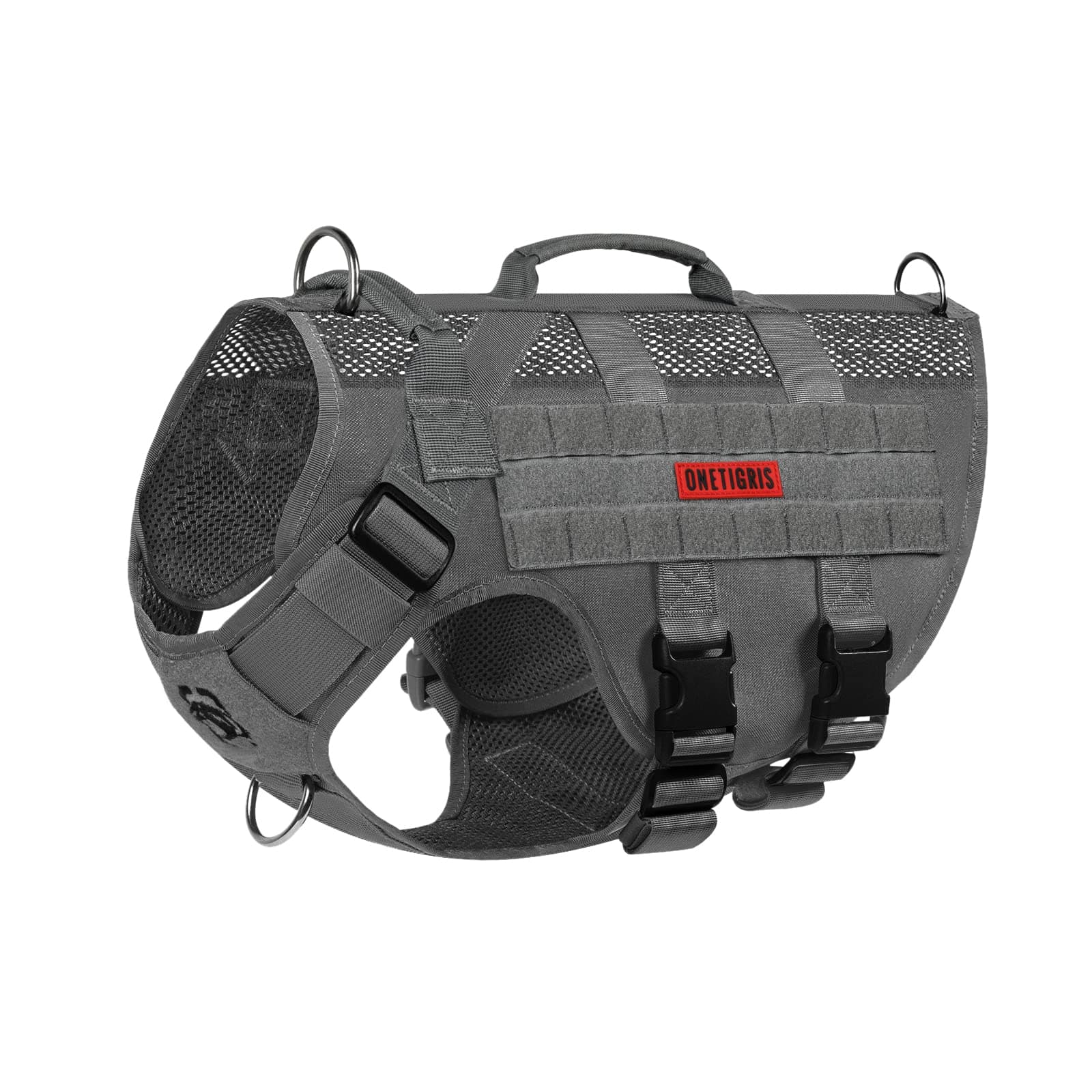 ONETIGRISTactical Dog Harness for Medium Dogs No Pull Breathable Military Dog Molle Vests with Handles, Service Dogs Vest Harness for Walking Hiking Training