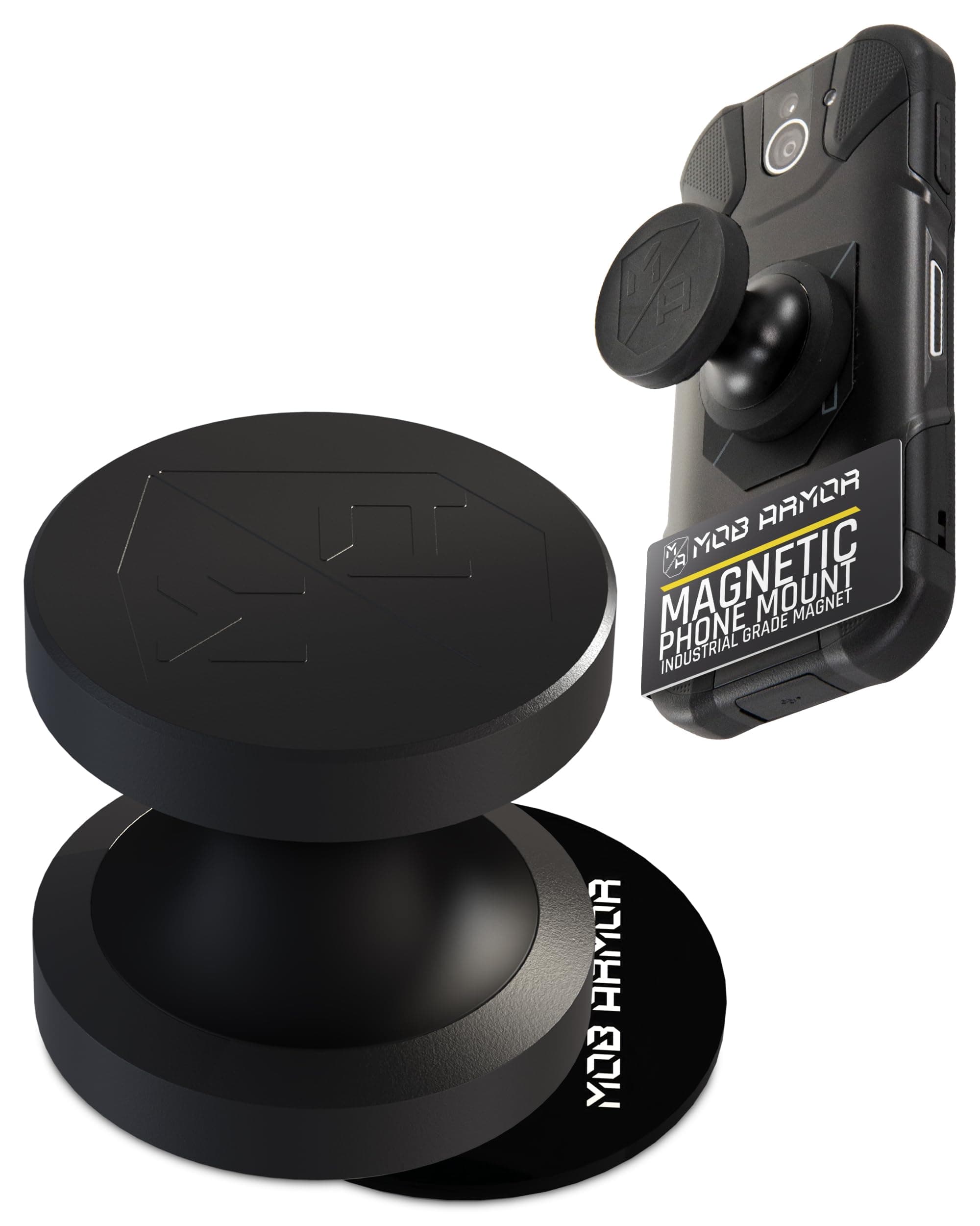 MobNetic Go Magnetic Phone Car Holder with Metal Plate - Strong Magnetic Base, Aircraft Grade Aluminum, Car Dashboard & Metal Surface Mount, Compatible with iPhone and Android Smartphones