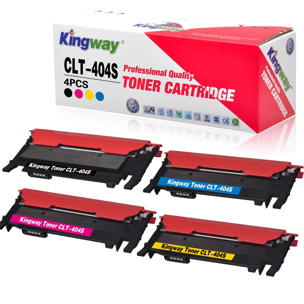 KINGWAY Compatible Toner Cartridge Replacement for Samsung CLT-404 CLT-K404S CLT-C404S CLT-M404S CLT-Y404S Xpress C430W C430FW C480FW SL-C430W SL-C480W SL-C480FN (Black, Cyan, Magenta, Yellow, 4-Pack)