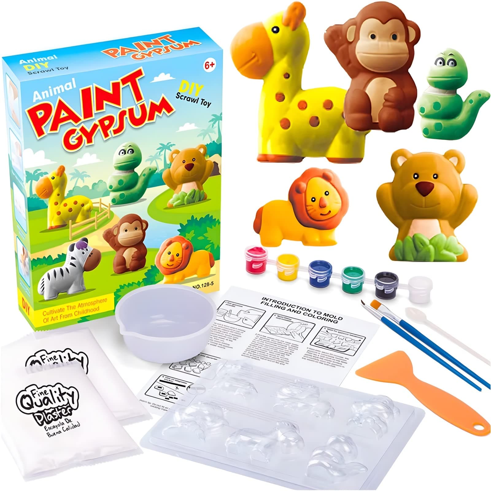 Goohomeey Painting Kits for Kids Crafts, Mould and Paint Cute Pets Arts and Crafts Toy, DIY Kit (zoo)