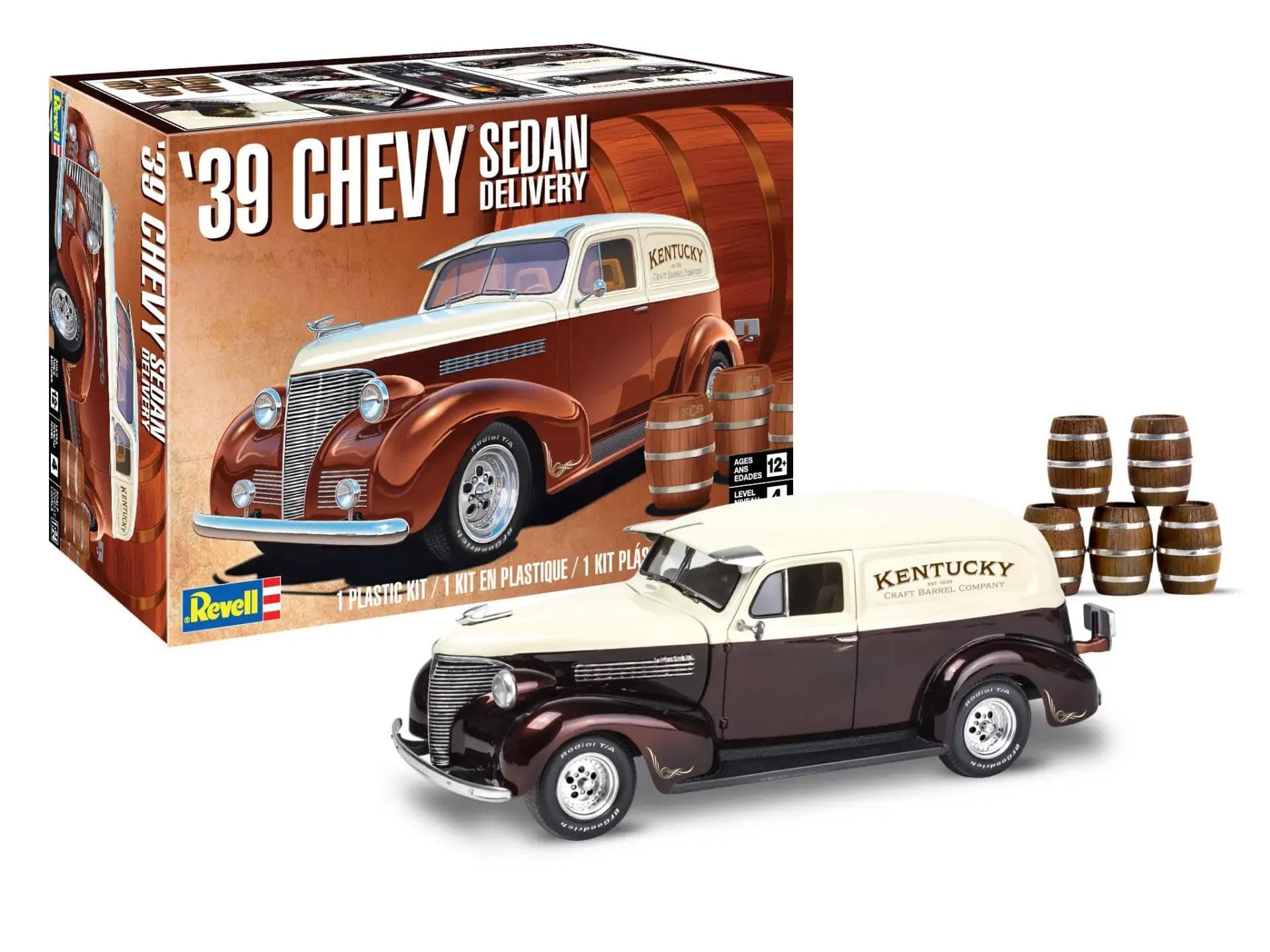 Revell 14529 '39 Chevy Sedan Delivery 1:24 Scale 97-Piece Skill Level 4 Model Car Building Kit, Blue,Clear,White