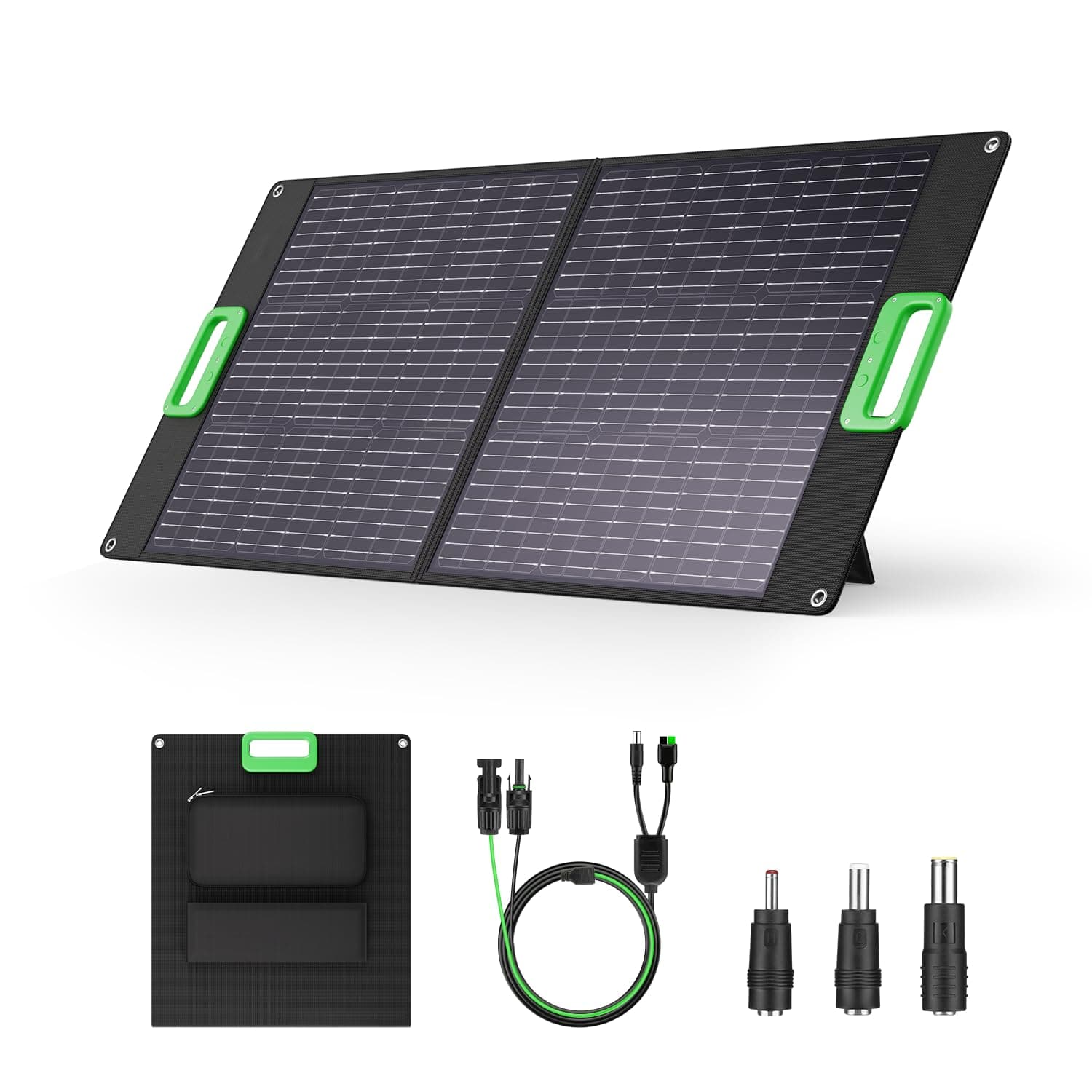 100W Portable Solar Panel, 23.5% High Efficiency ETFE Foldable Solar Charger for Power Station Generator, IP65 Waterproof with Kickstands, 18V Output for RV Camping Van Off-Grid Outdoor