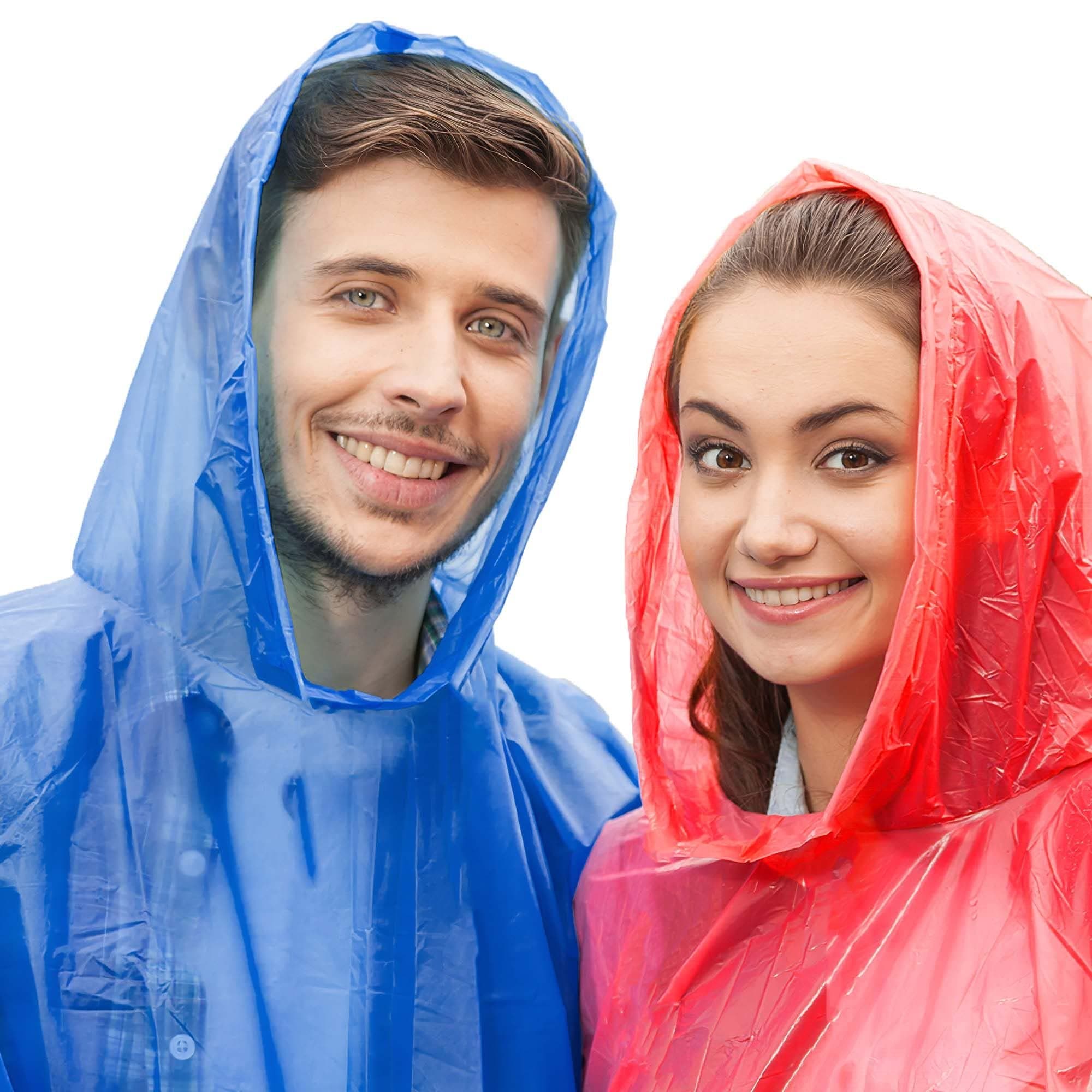 ASABWaterproof Twin Pack Rain Poncho | Disposable Emergency Poncho | Adult Festival Rain Pocho | Ideal For Hiking Rainfall Adventures| Random Colour | Reusable Poncho | Unisex | (ANY RANDOM COLOUR)