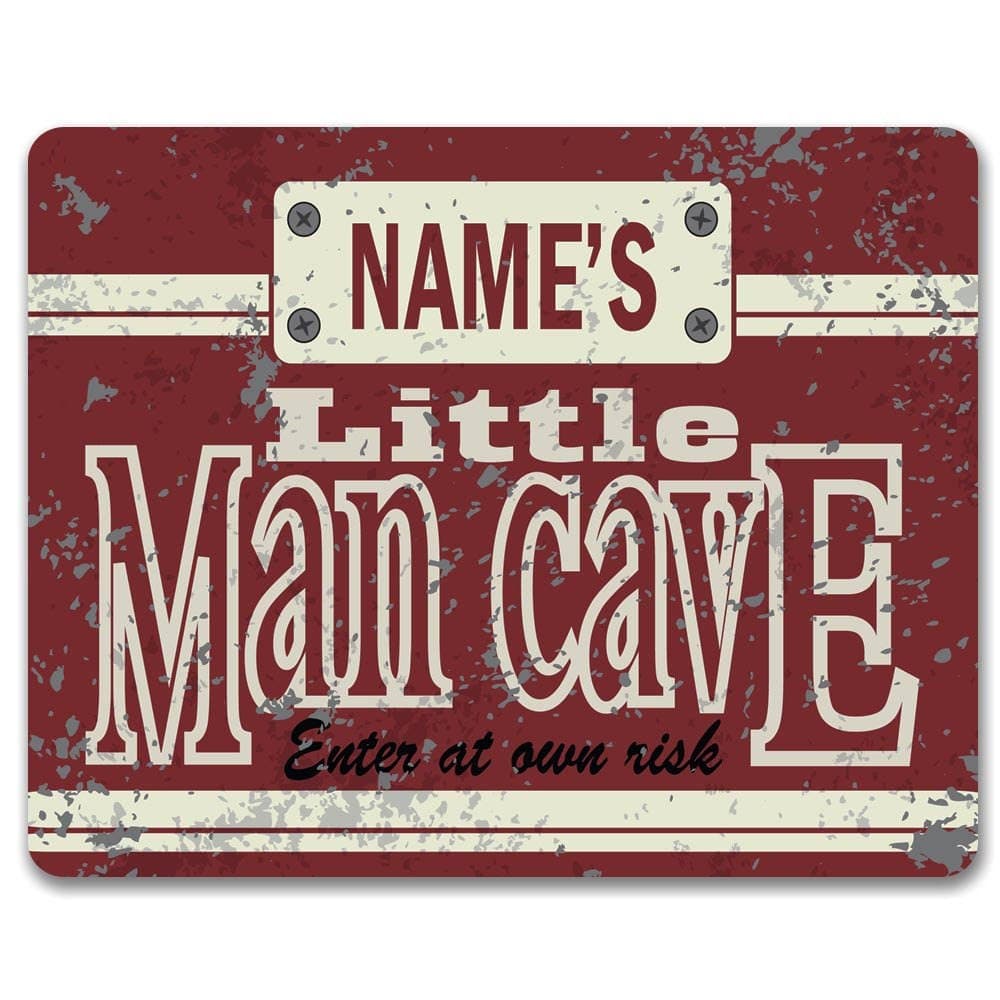Personalised Vintage Little Man Cave - Custom Your Name - Man Cave Sign Aluminum Quality Metal Signs 7 X 10 Inch Small