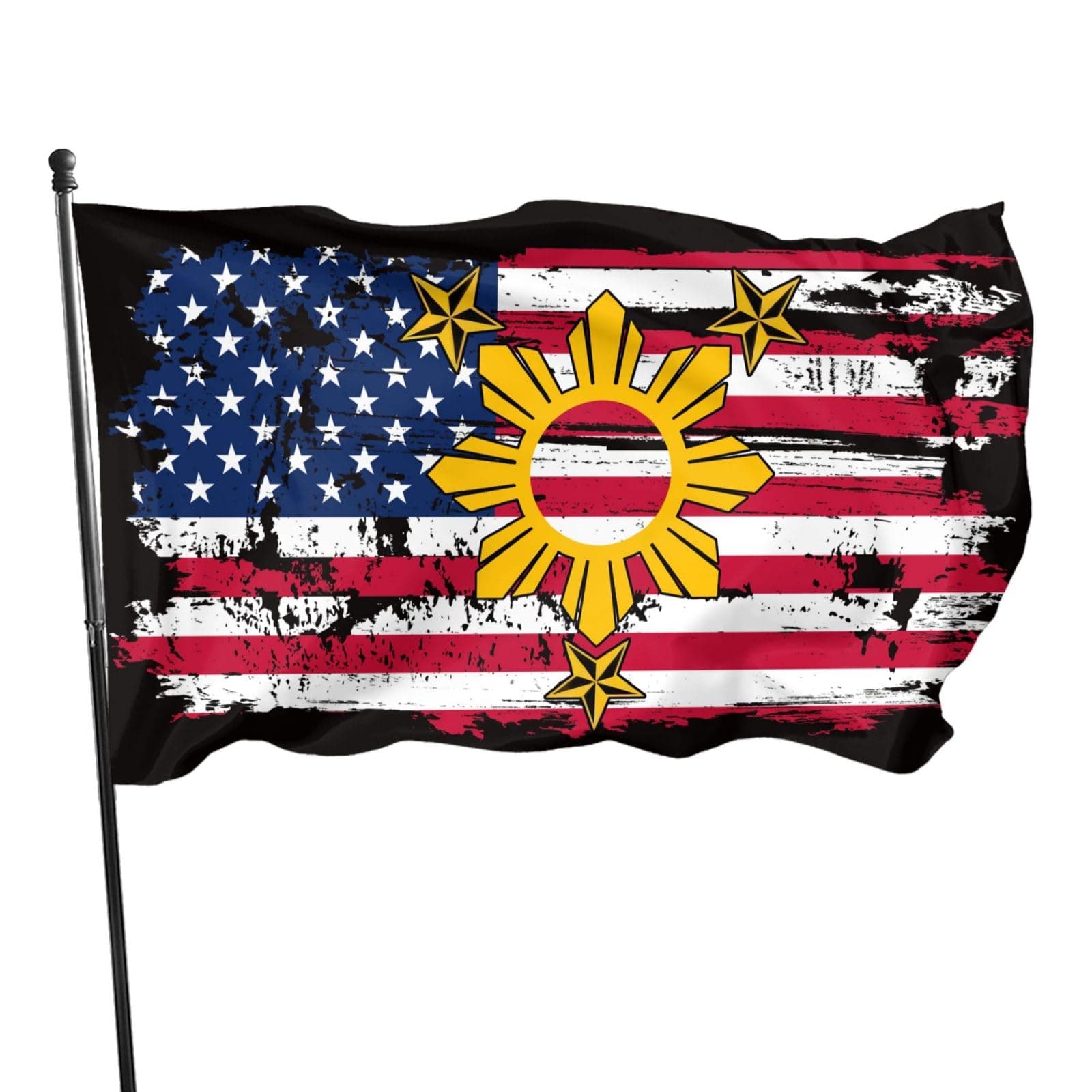 Philippines Filipino Sun Stars Flag 3x5 Ft with 2 Brass Grommets Large Banner Yard Outdoor Flag For Lawn Patio Yard Garden Home Outdoor Decor Fade Resistant Banner