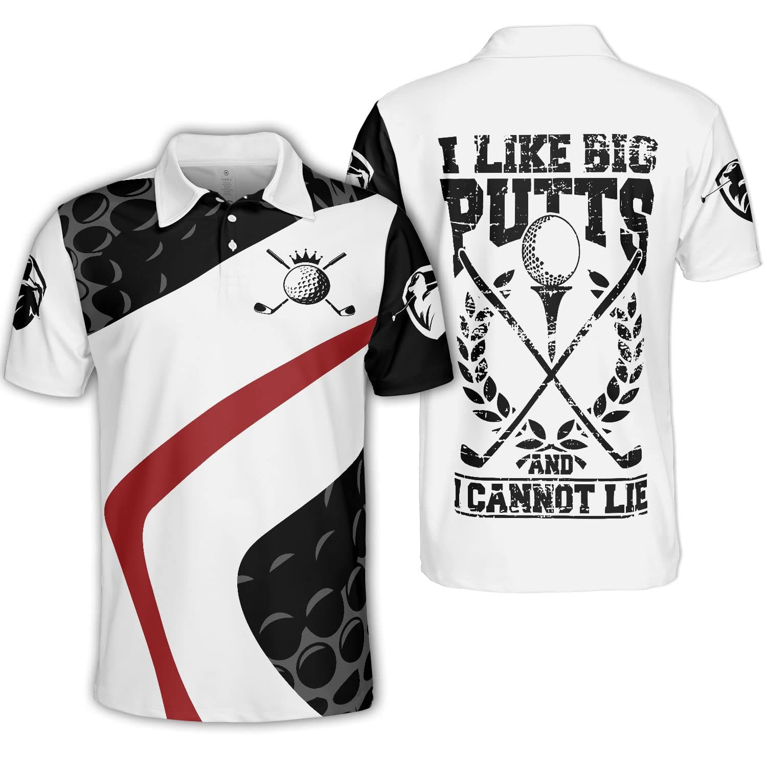 Polomine Shirts, Golf Shirts for Men Funny Polo Gift Idea for Golfers Golfing Dry Fit Clothes, I Like Big Putts I Cannot Like