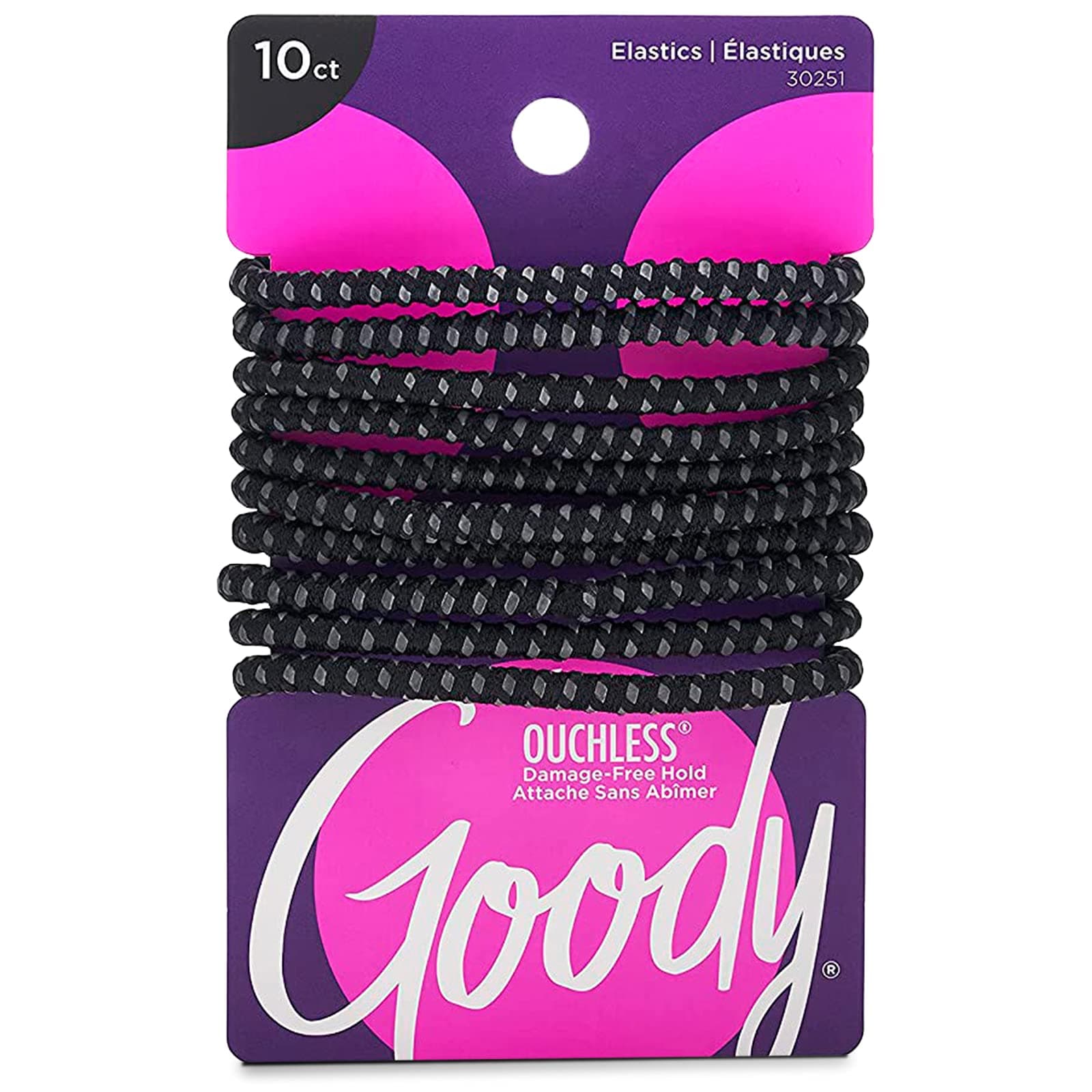 Ouchless No Slip Hair Ties, 10 Ct, Black, 4MM Rubber Bands, SlideProof, Pain-Free Styling Accessories for Women & Men, Made for Long-Lasting Braids, Ponytails & More, All Hair Types
