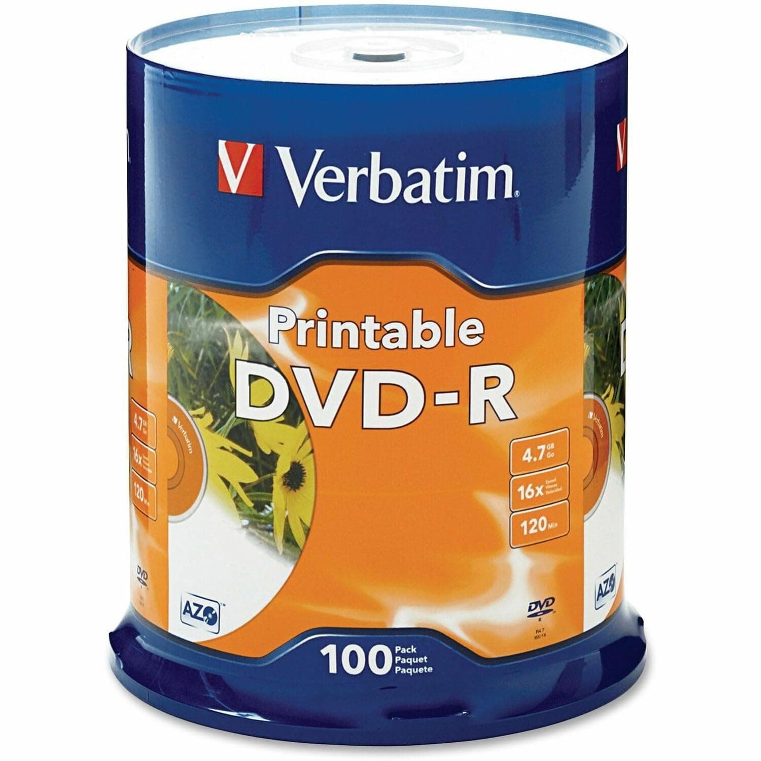 DVD-R 4.7GB 16X White Inkjet Printable with Branded Hub, 100-Disc