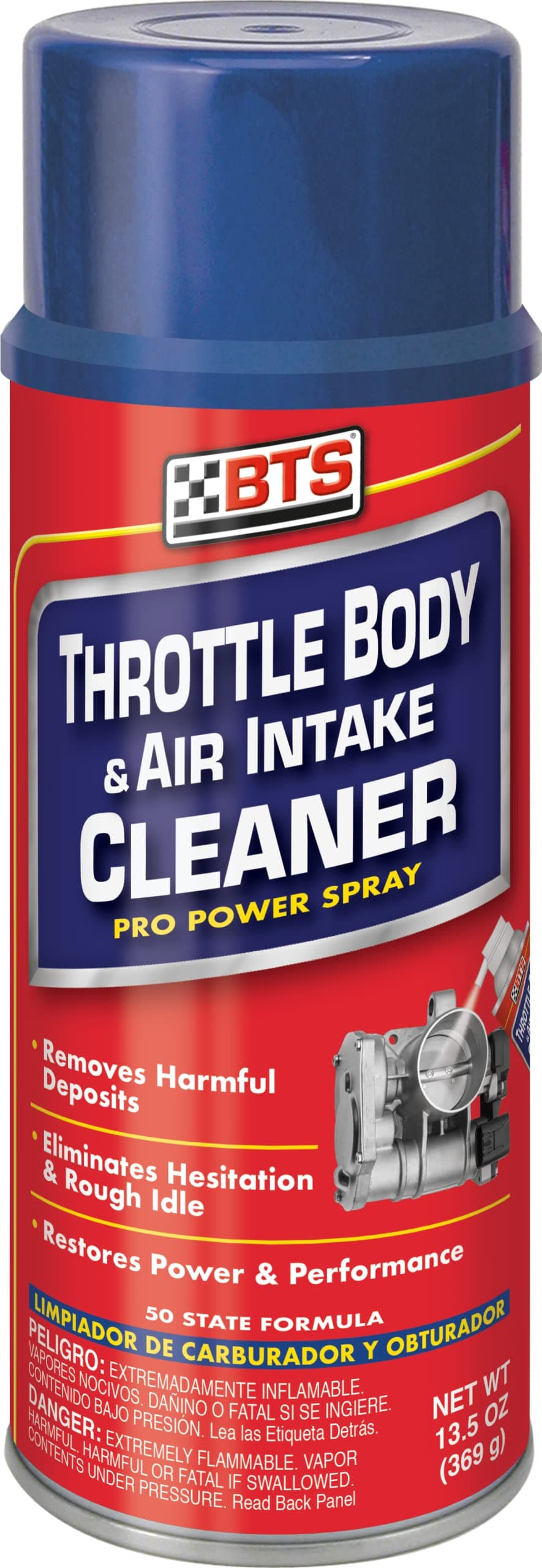 BTS Throttle Body & Air Intake Cleaner Spray – Removes Carbon, Gum & Varnish Deposits – Restores Engine Performance & Smooth Idle – Fast Drying Fuel System Cleaner for Automotive Engines – 435 ml