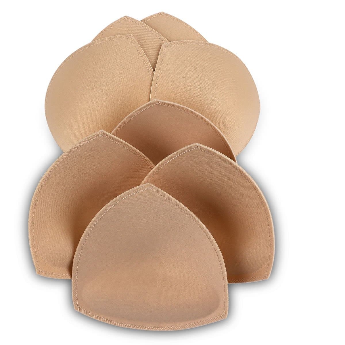 Bra Pad Inserts 4 Pairs, Bra Pads Sewn Padded for Sports Bra A/B or C/D,D/E Cup Beige or Black, White Optional