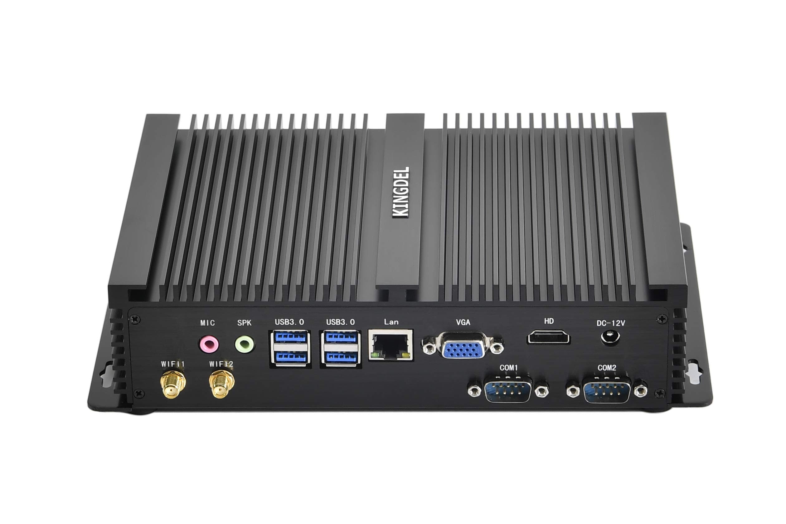 KINGDEL Industrial PC, Fanless Computer, core i5 8th Gen. CPU Mini PC, 8GB DDR4 RAM, 256GB NVMe SSD, 4K: 4096x2304, 2xCOM RS232, 4xUSB 3.0, HD Port, VGA, WiFi+Bluetooth, Silent Working
