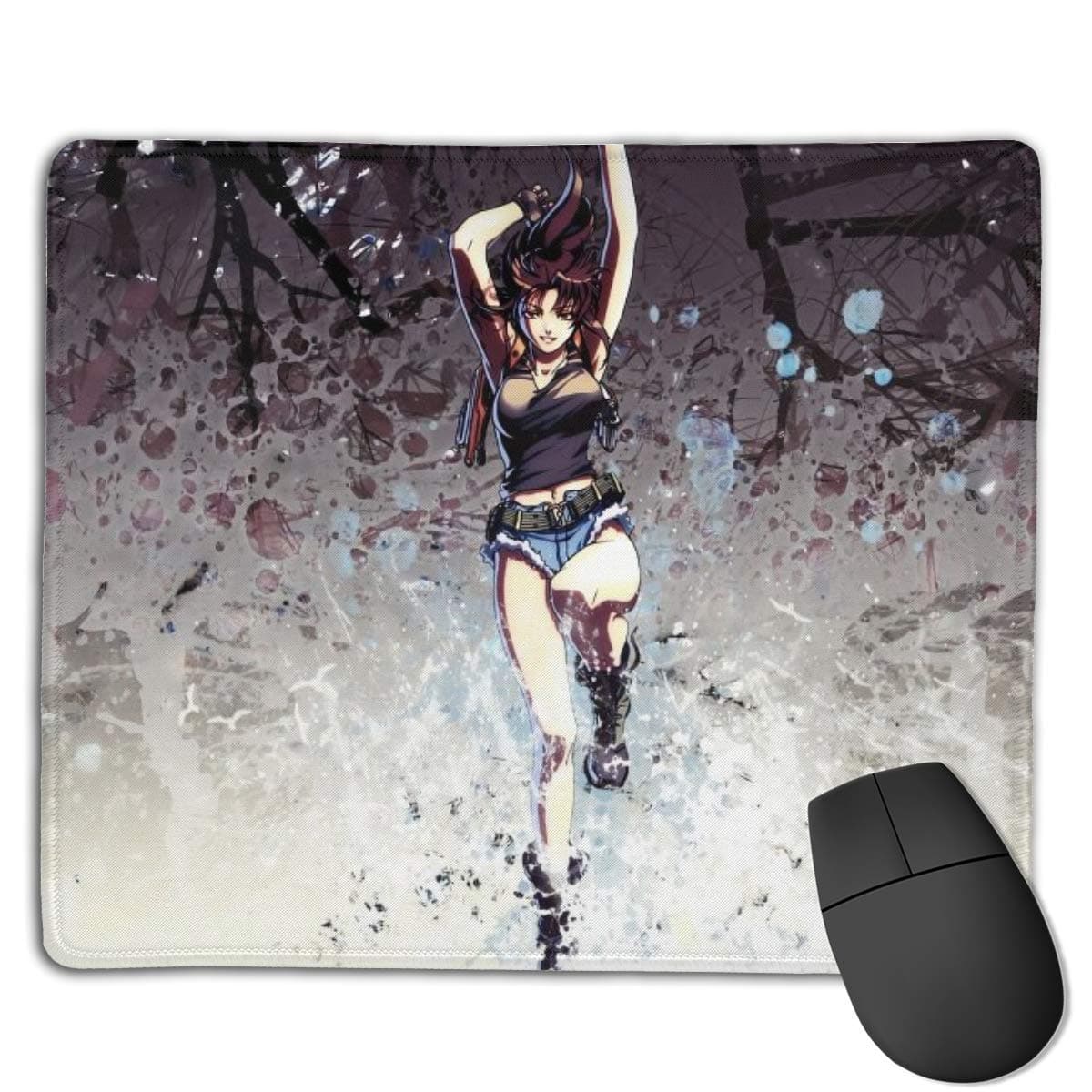 Black Lagoon-Revy Manga Anime Mouse Pad Soft Gaming Mouse Pad Non-Slip Rubber Base Mouse Mat Large(8.7'' X 7.1'') for Computers, Laptop, Office & Home