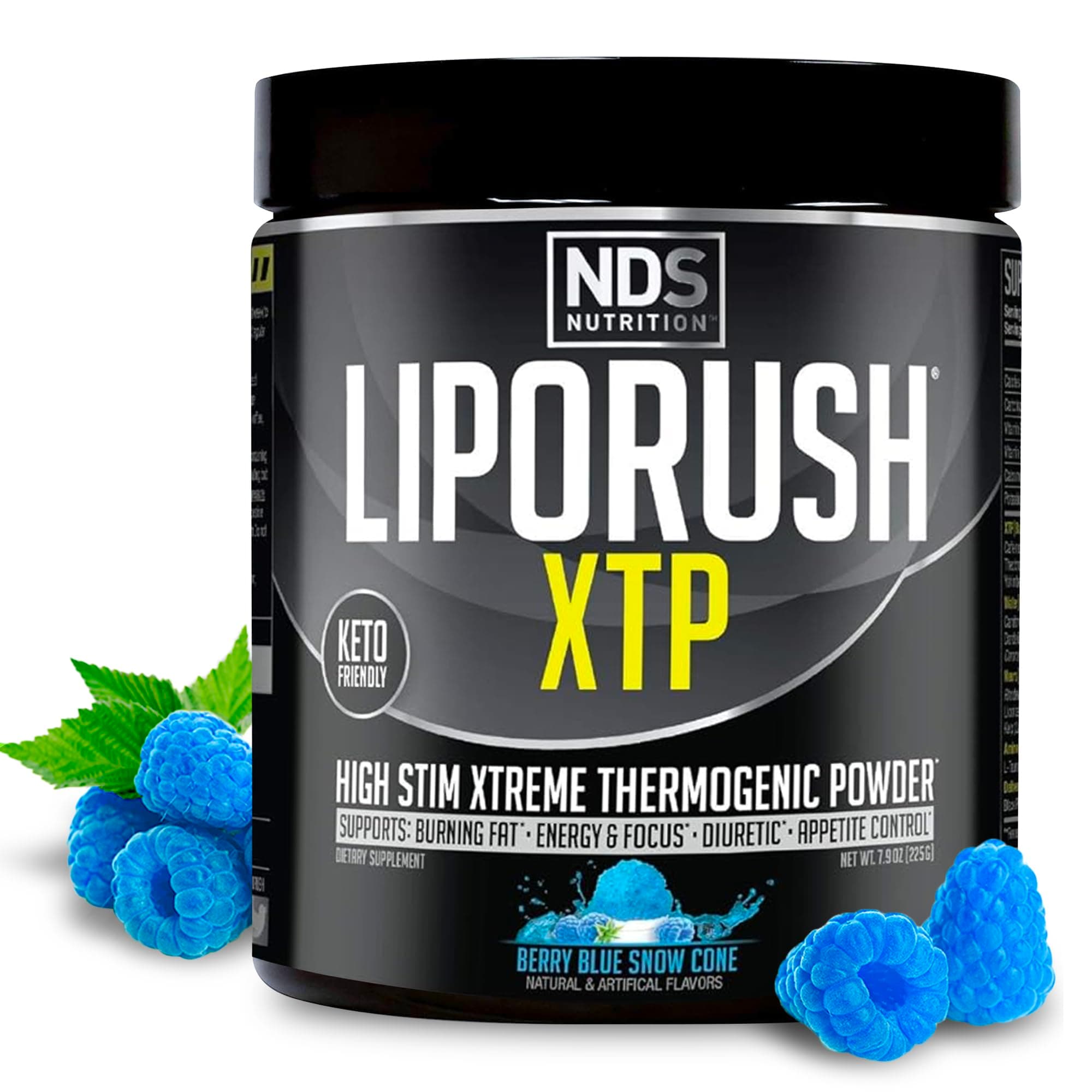 NDS Nutrition XTP Thermogenic Fat Burner with L-Carnitine - Energy, Focus, and Appetite Control - Extreme Thermogenic Fat Burning Powder Weight Loss - Blue Berry Snow Cone (45 Servings)