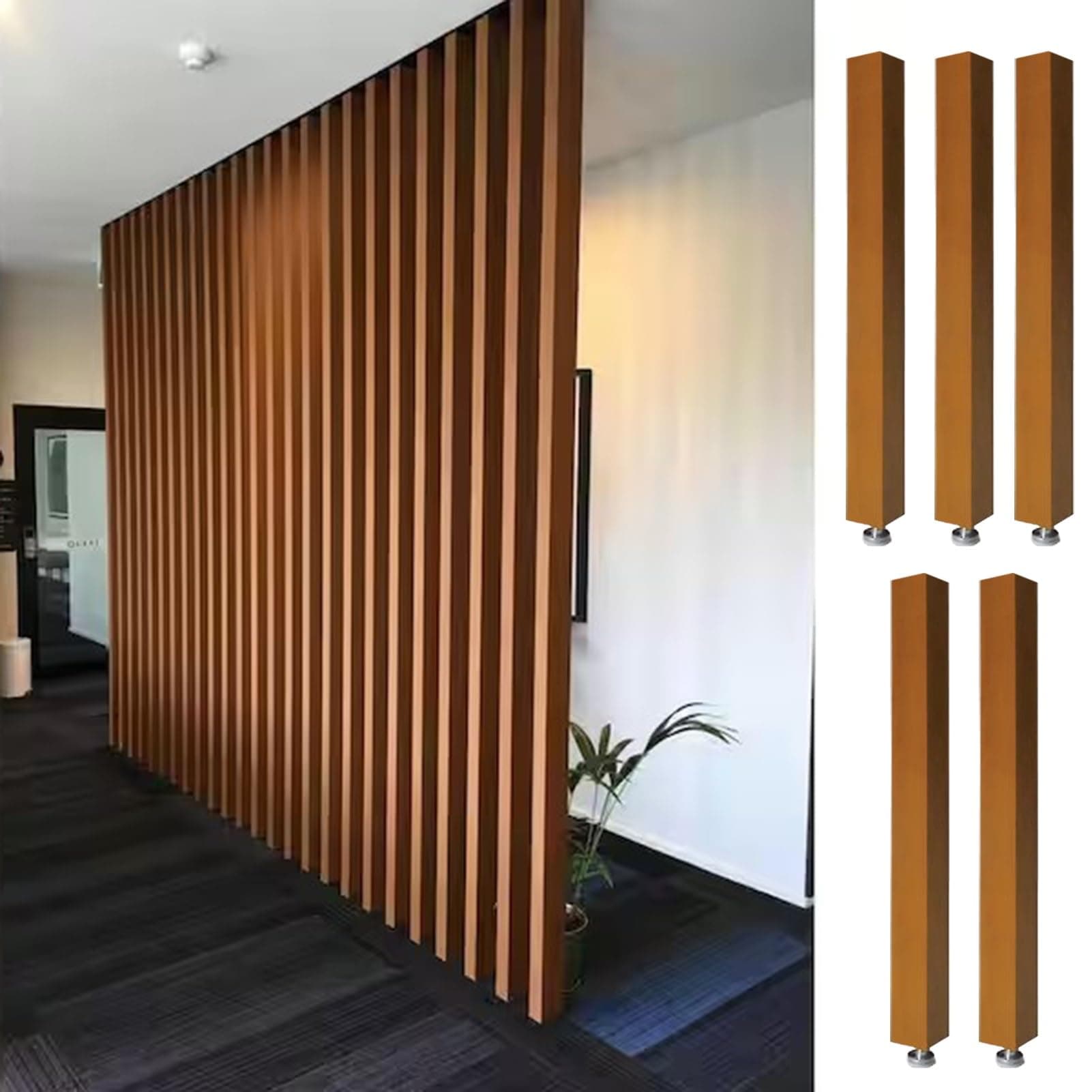 Room Divider Modern DIY Room Divider for Privacy Screen/Doorway/Studio Apartment, Square Wall Partition Floor to Ceiling Design, Easy to Install & Remove (Color : 5pcs Height, Size : 100cm/39.4in/
