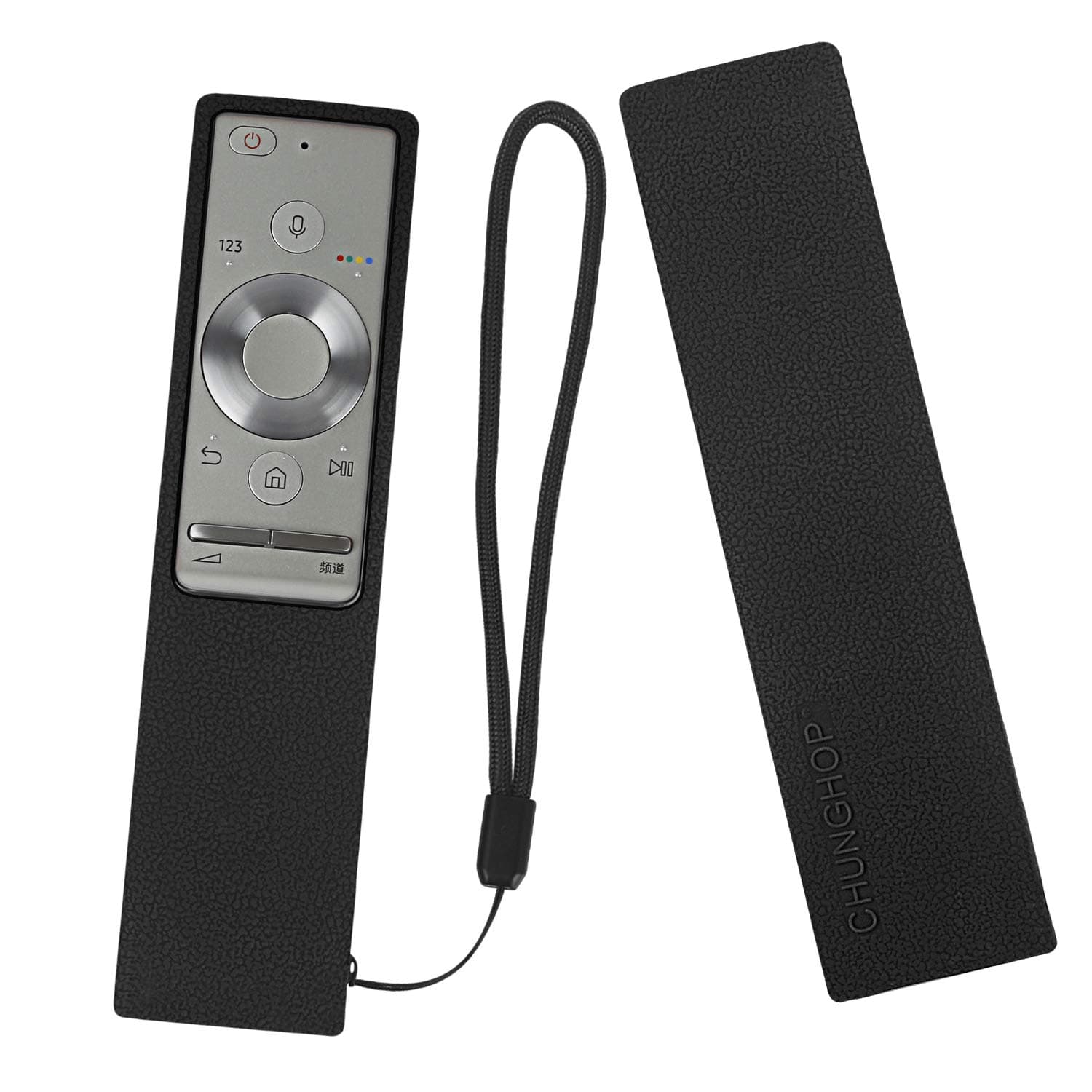 Protective Silicone Remote Case for BN59-01265A (RMCRMM1AP1) Smart TV Remote Cover Shockproof Remote Holder for Samsung OneRemote Anti-Slip Anti-Lost with Lanyard (Black)