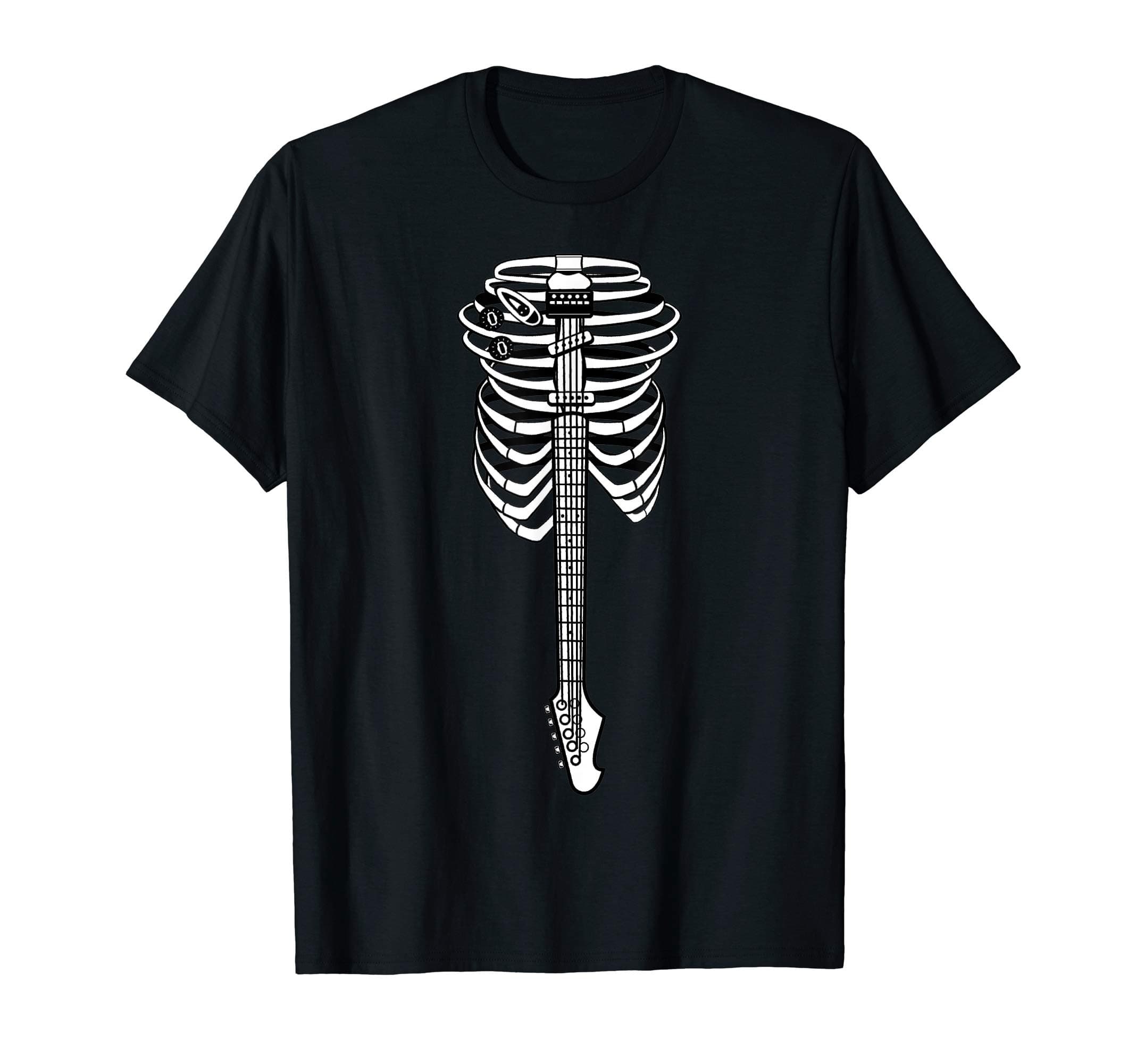 Music Rib Cage Skeleton Rock Star - Electric Guitar T-Shirt