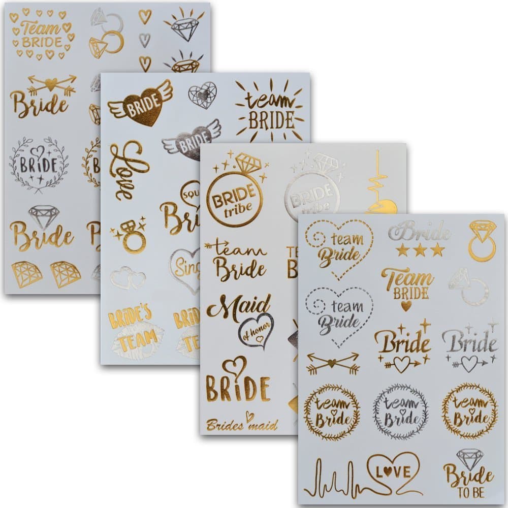 Hen Party Accessories | Temporary Tattoos Team Bride Gold | Bachelorette Party Jewellery Set for Women – by Ahimsa Glow®