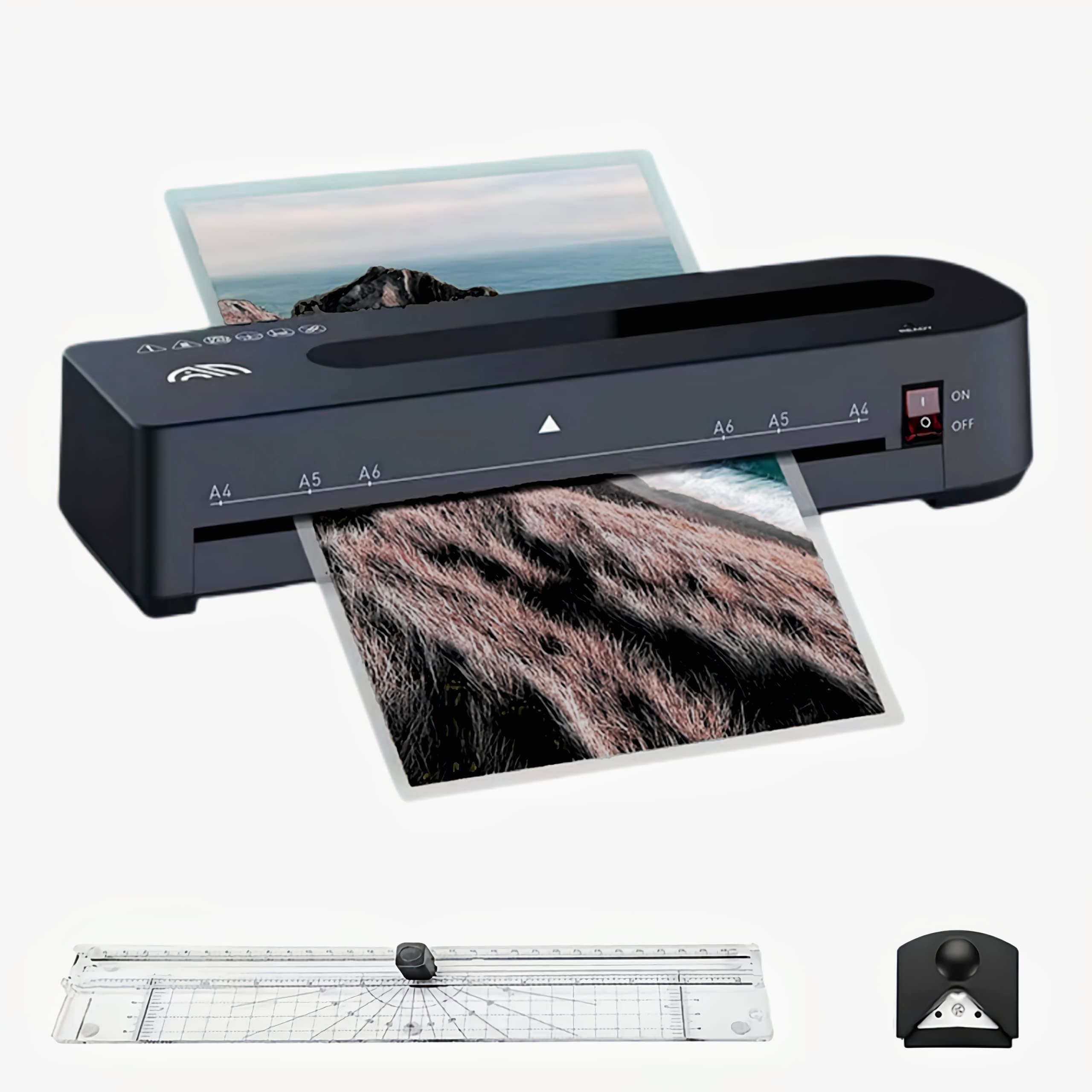 Office Presentation Laminators, 9inch Laminator Machine Set with Paper Trimmer and Corner Rounder, 90 Seconds Fast Warm-Up, Thermal Laminator for Office Photo Studio Home School Photography Studio