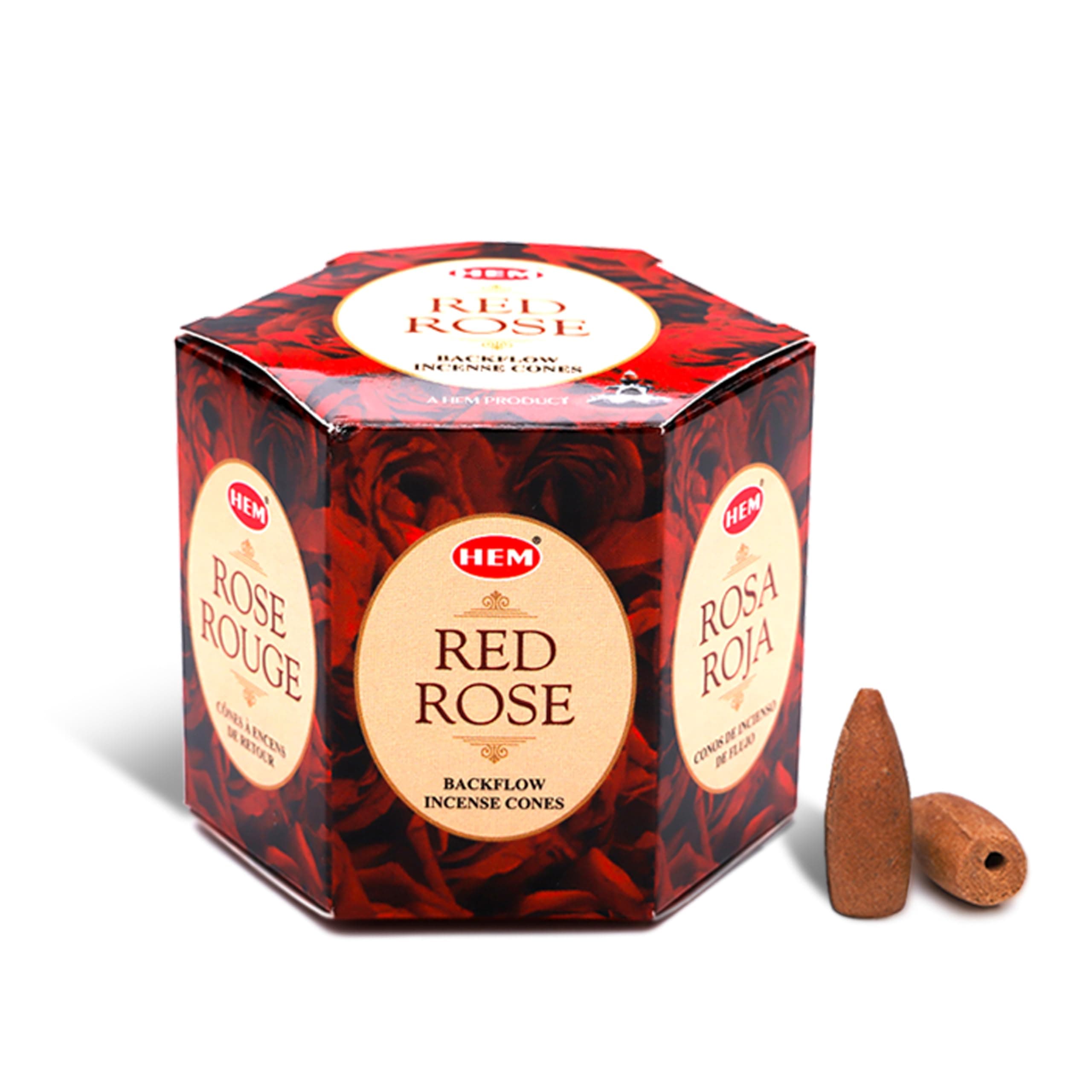 Red Rose Backflow Incense Cones – Pack of 40 Brown Cones | Long-Lasting Floral Aroma for Positivity, Love & Relaxation | Wood Powder Aromatherapy for Stress Relief & Air Purification