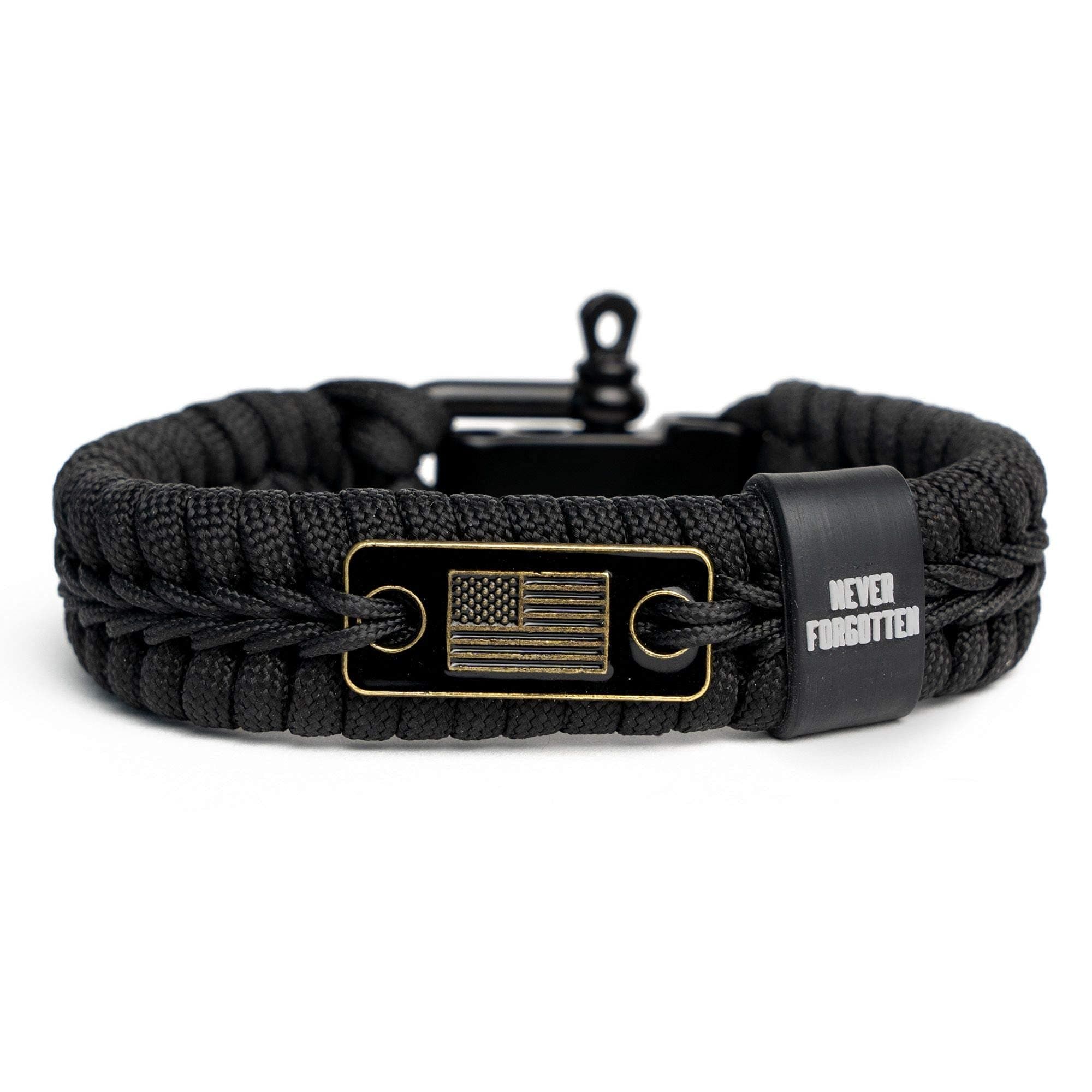 Hero Company Never Forgotten Paracord Bracelet - Tactical Survival Bracelet for Men with Bronze USA Flag - Helps Pair Military Veterans with a Companion Dog