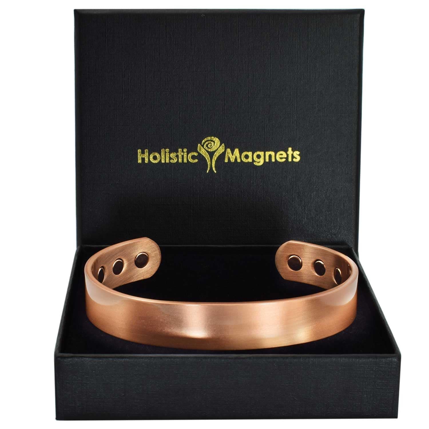 Wide Copper Magnetic Bracelet Men Pure Copper Bangle Cuff 6 Neodymium Magnets Adjustable-CB