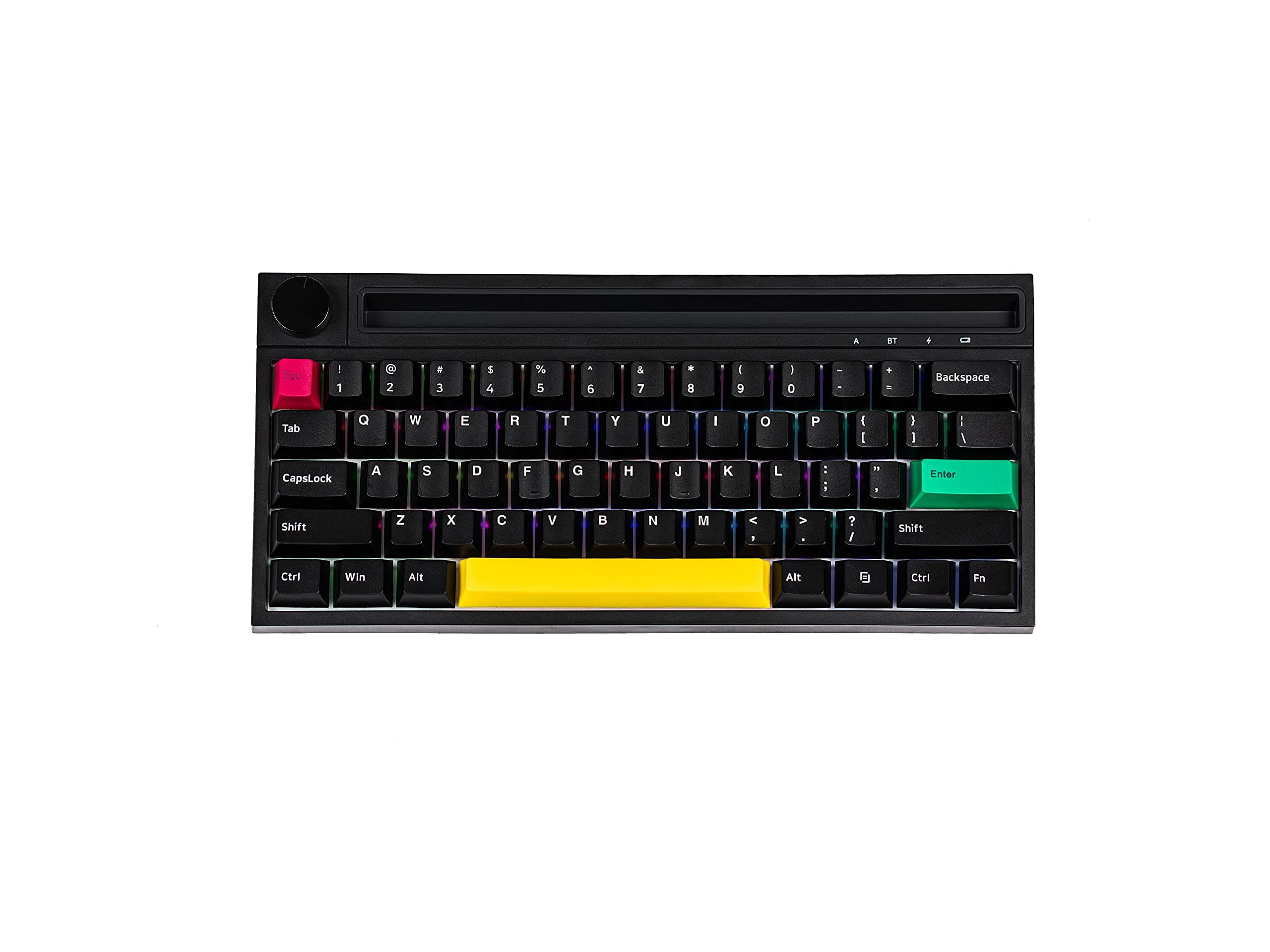 YUNZII Ajazz K620T Wireless Mechanical Keyboard with Integrated Stand Phone Holder with 61 Keys,RGB Backlit, Volume Botton, and PBT Keycaps for Win/Mac/Gaming (Pink Switch, Black)