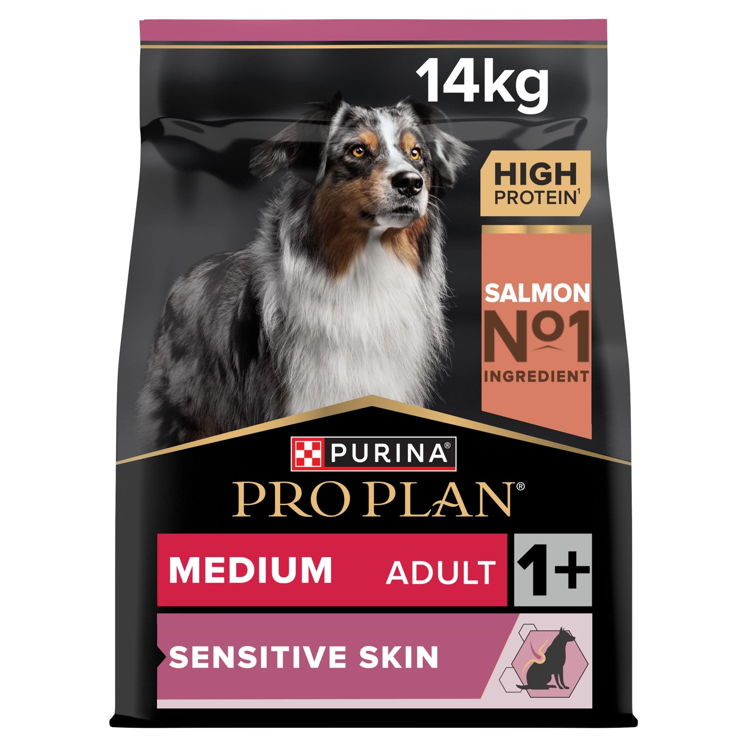 Purina Pro Plan Sensitive Skin Medium Adult, Dry Dog food with Salmon, 14 kg