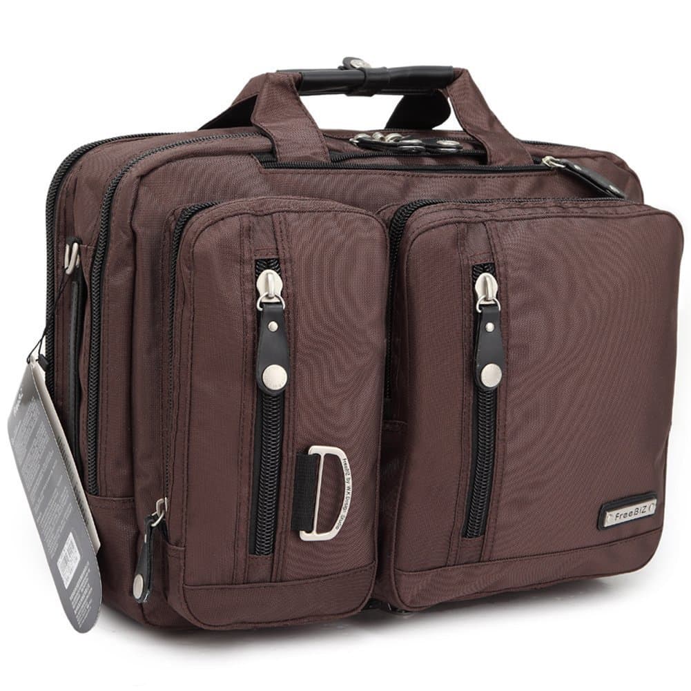FreeBiz 15.6 Inch Multi-function Laptop Briefcase Backpack with Handle and Shoulder Strap Fits Up To 17 Inch Gaming Laptops Computer Notebook for Dell Hp Asus Msi Tosiba Apple (15.6 Inches, Brown)